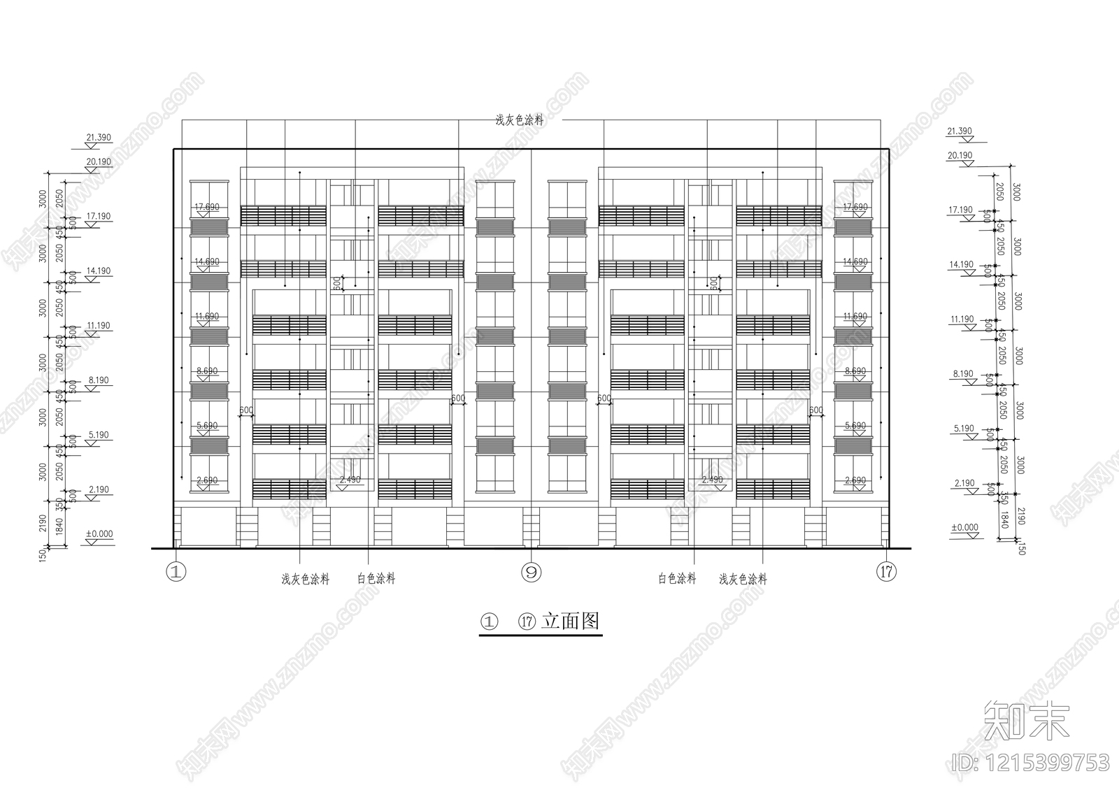 多层住宅cad施工图下载【ID:1215399753】