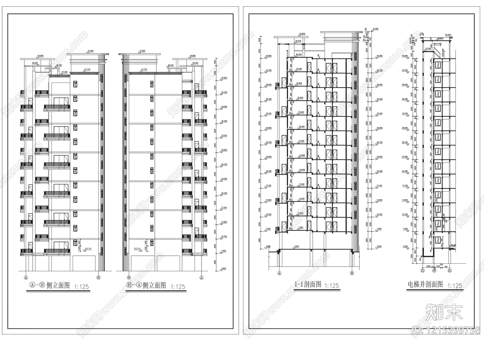 多层住宅cad施工图下载【ID:1215399758】