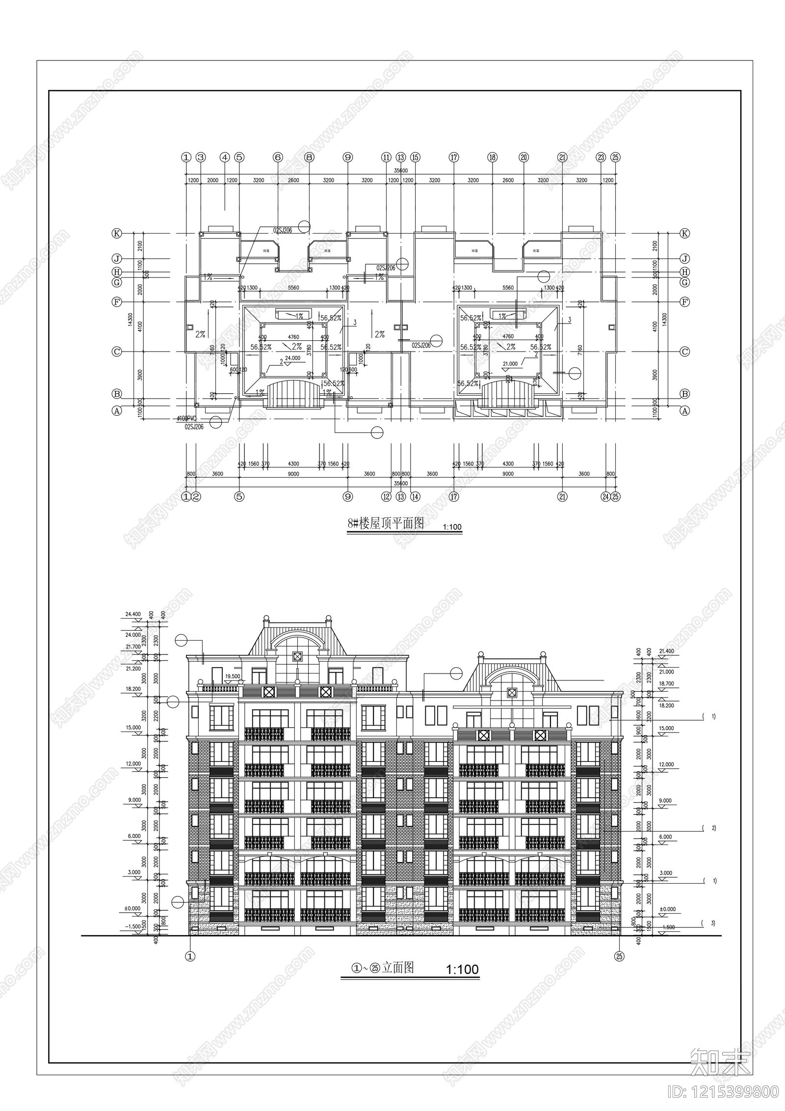 多层住宅cad施工图下载【ID:1215399800】