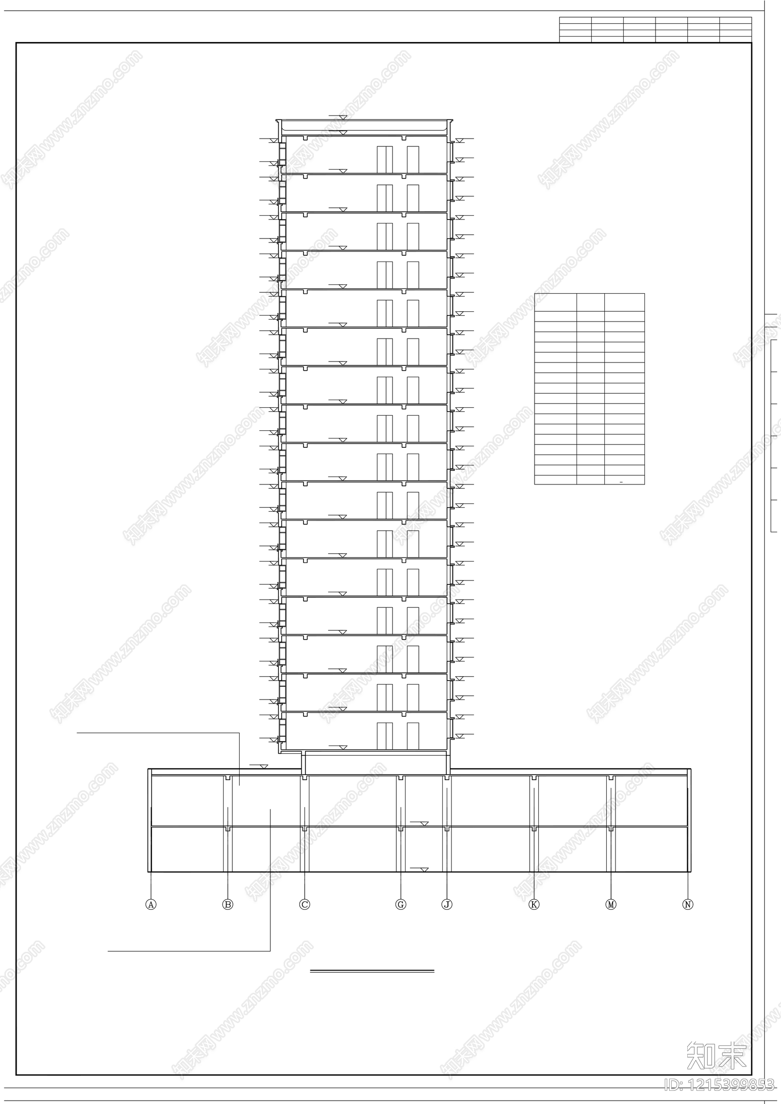 多层住宅cad施工图下载【ID:1215399853】