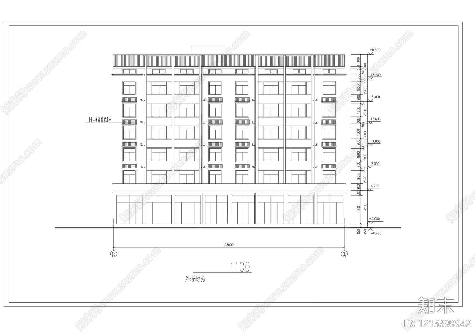 多层住宅cad施工图下载【ID:1215399942】