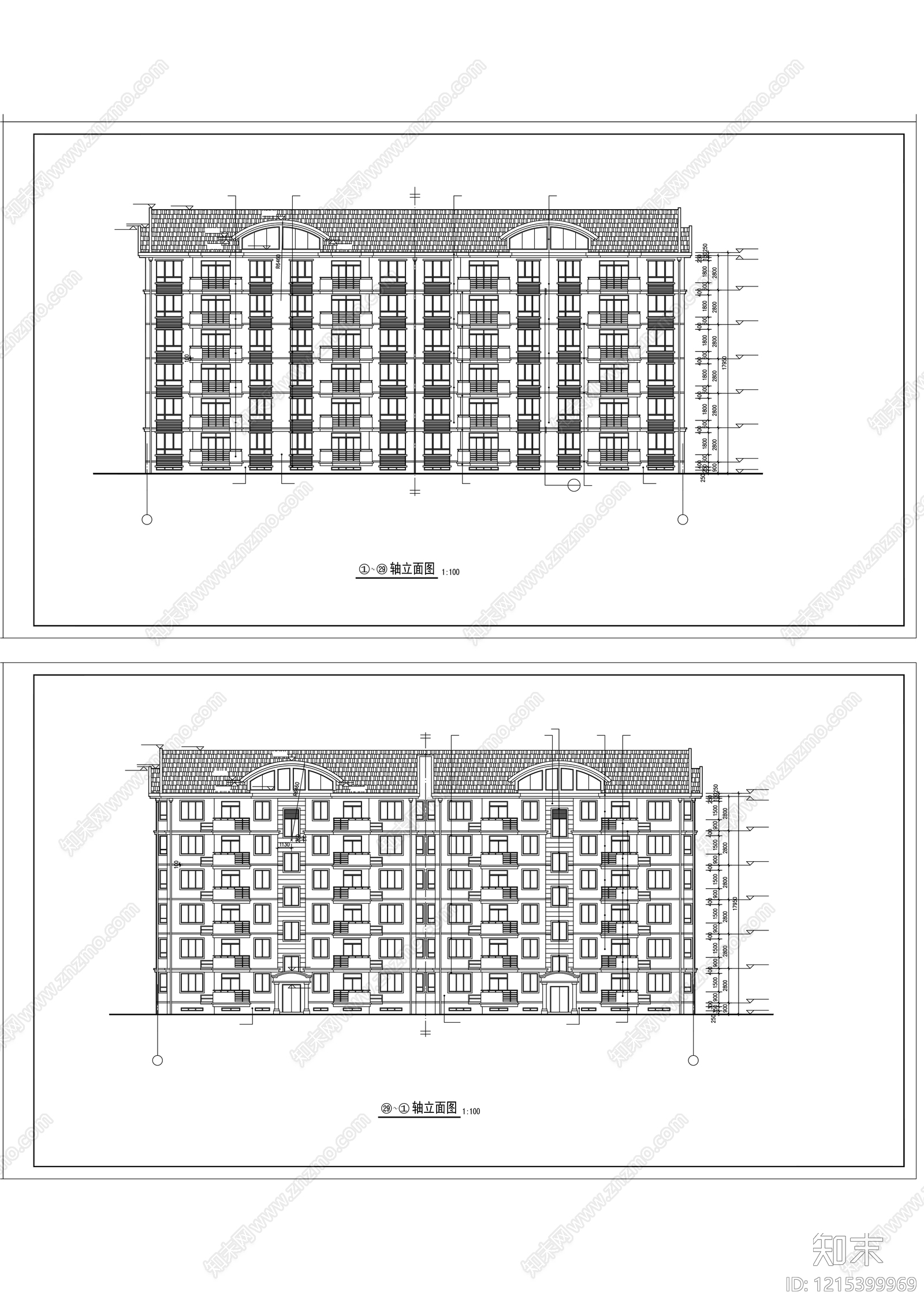 多层住宅cad施工图下载【ID:1215399969】