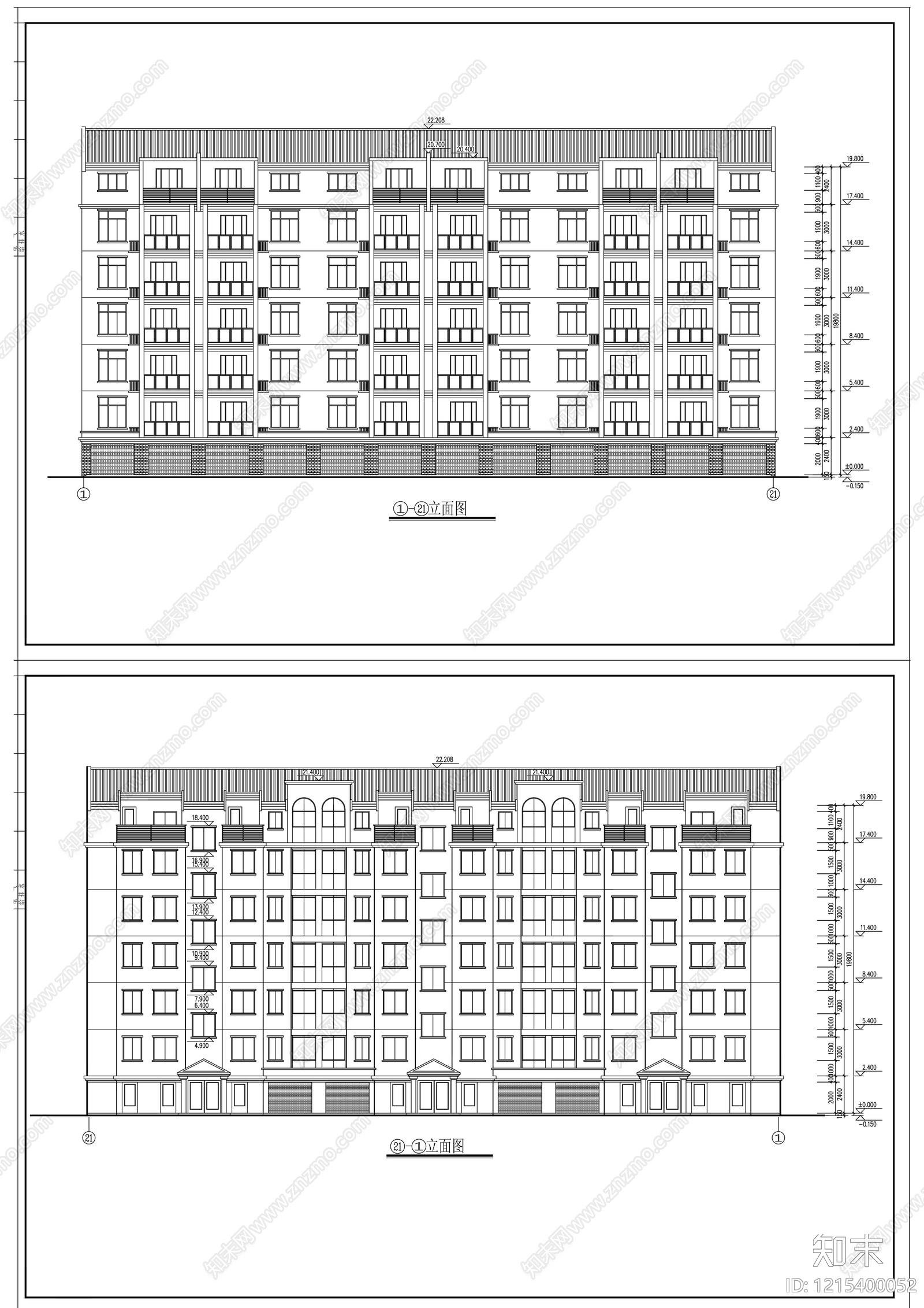 多层住宅cad施工图下载【ID:1215400052】
