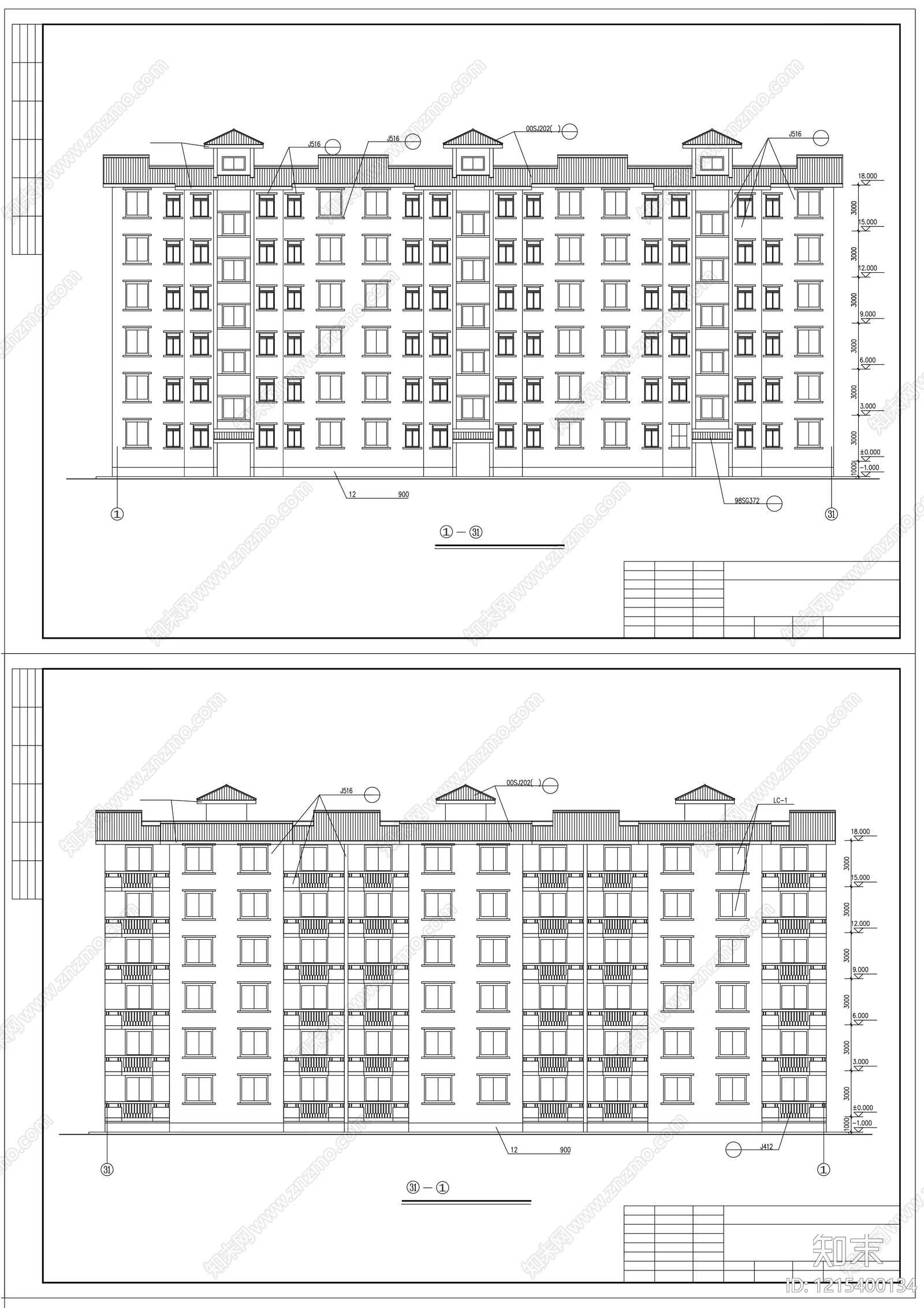 多层住宅cad施工图下载【ID:1215400134】