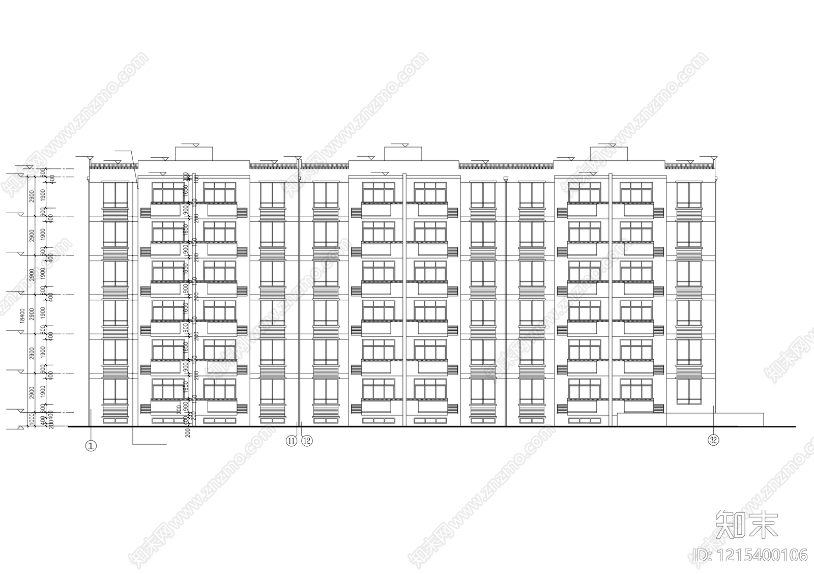 多层住宅cad施工图下载【ID:1215400106】