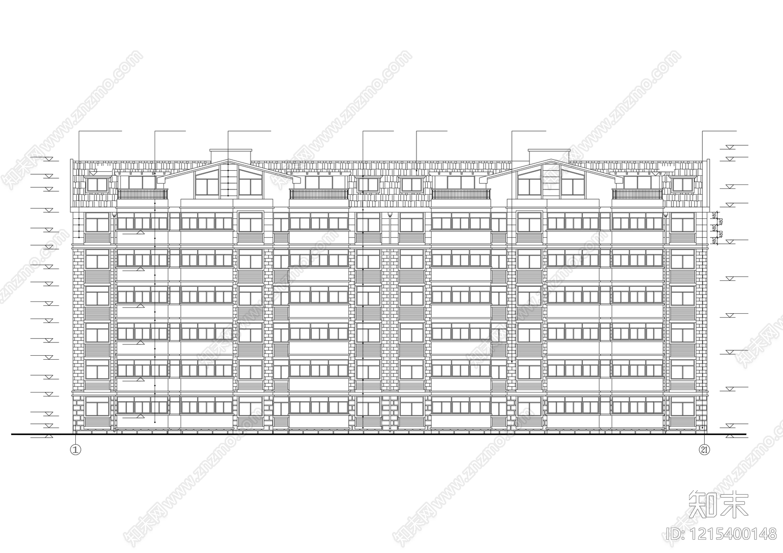 多层住宅cad施工图下载【ID:1215400148】