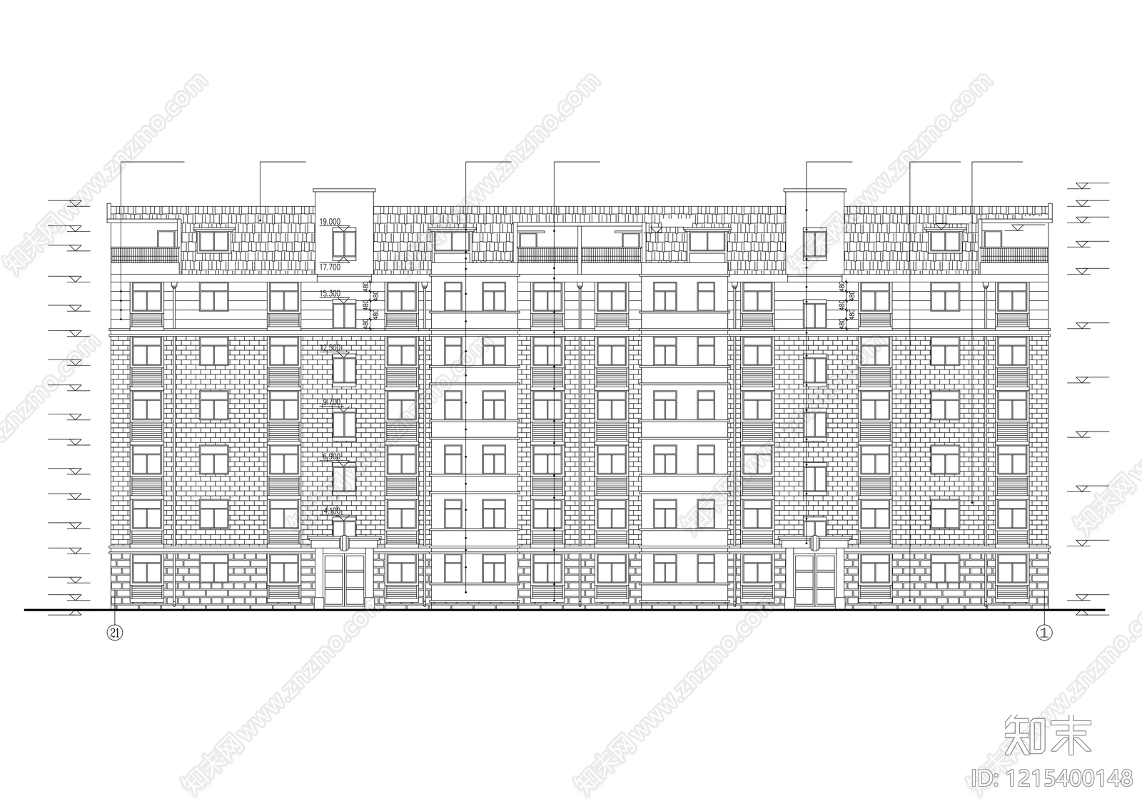 多层住宅cad施工图下载【ID:1215400148】