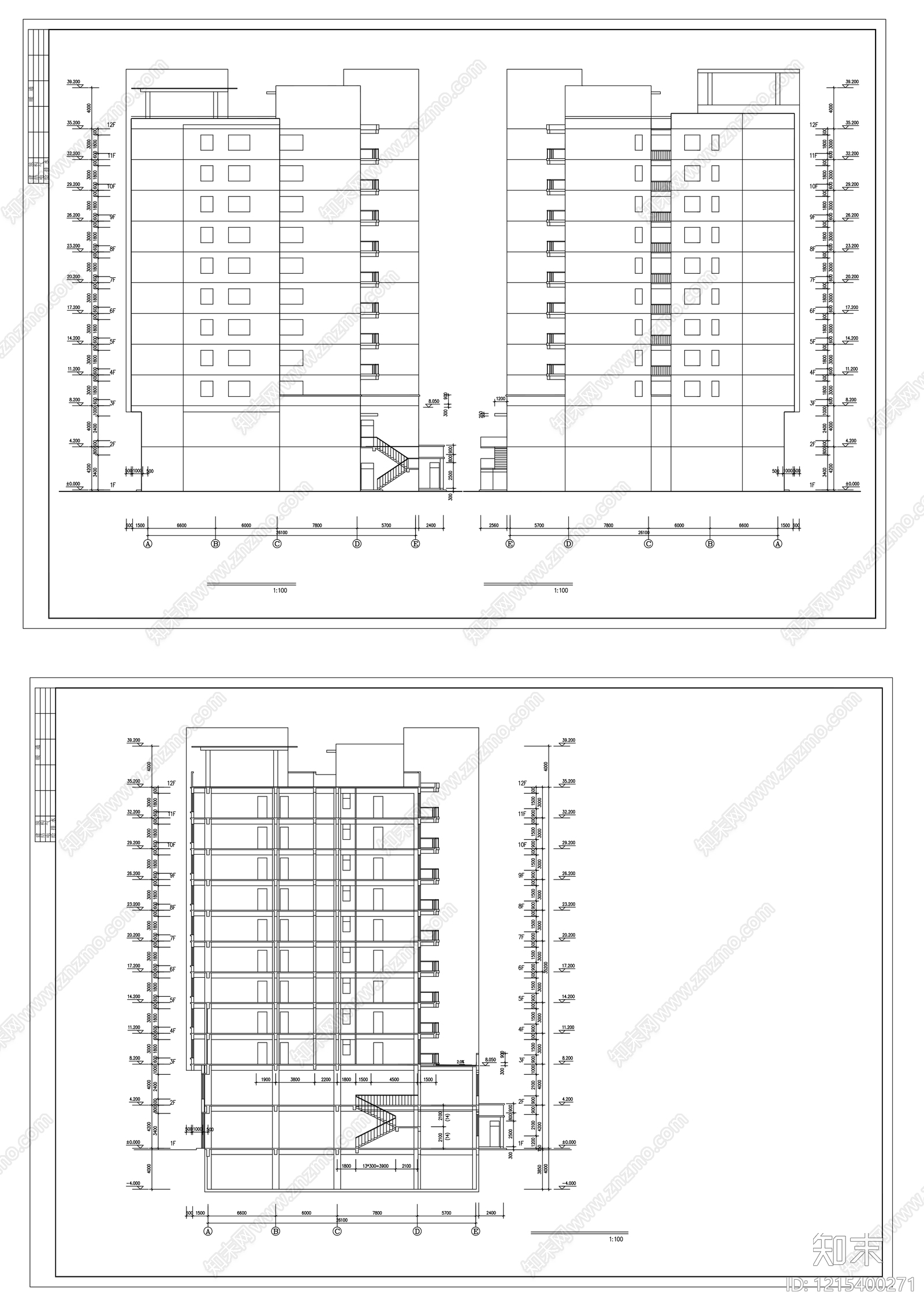 多层住宅cad施工图下载【ID:1215400271】
