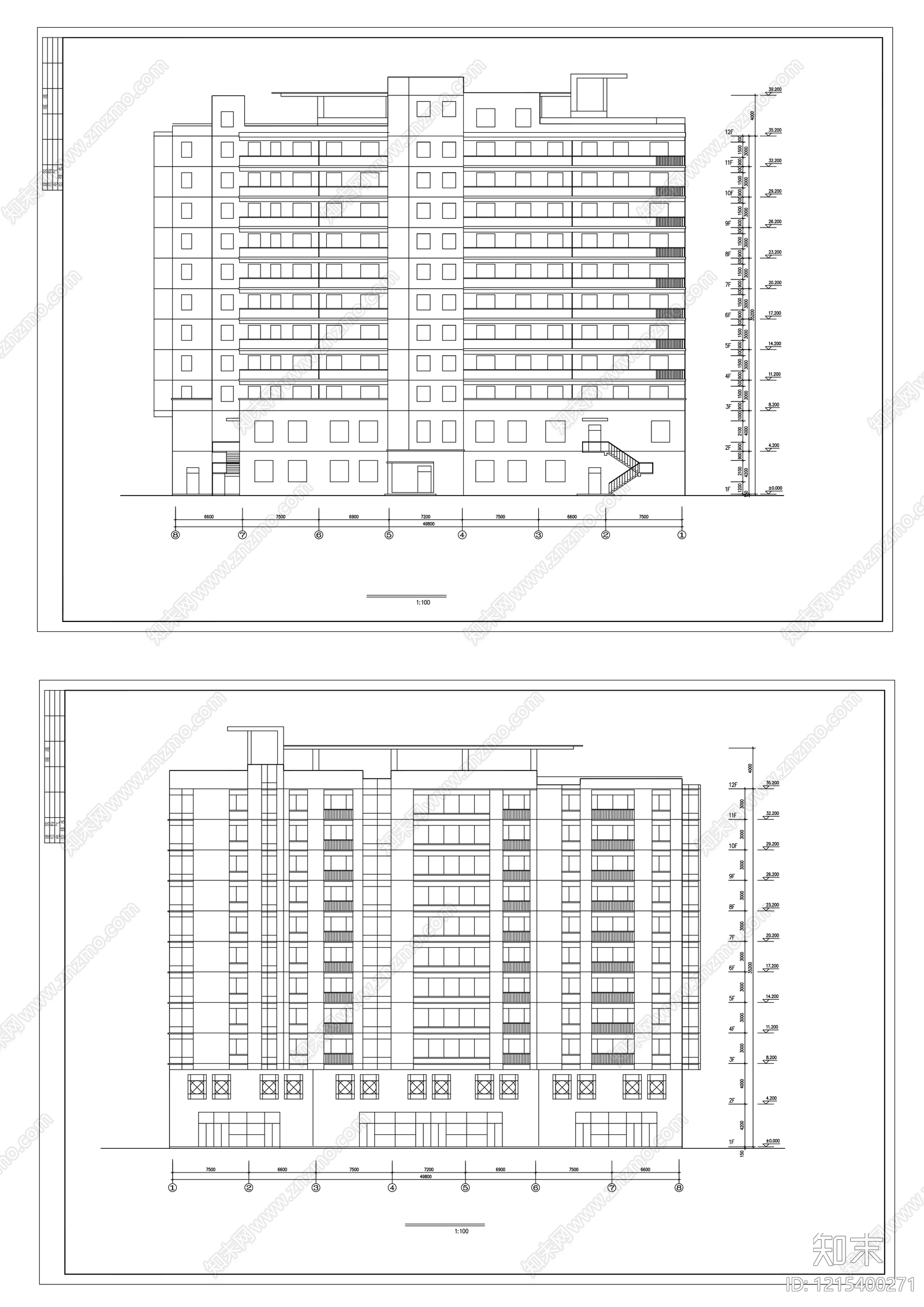 多层住宅cad施工图下载【ID:1215400271】