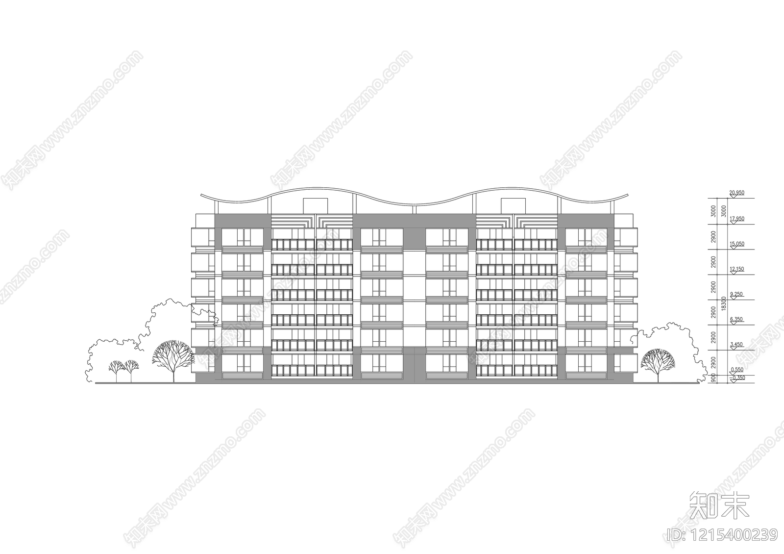 多层住宅cad施工图下载【ID:1215400239】