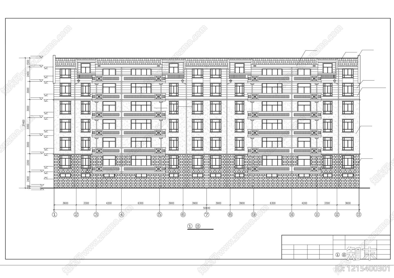 多层住宅cad施工图下载【ID:1215400301】