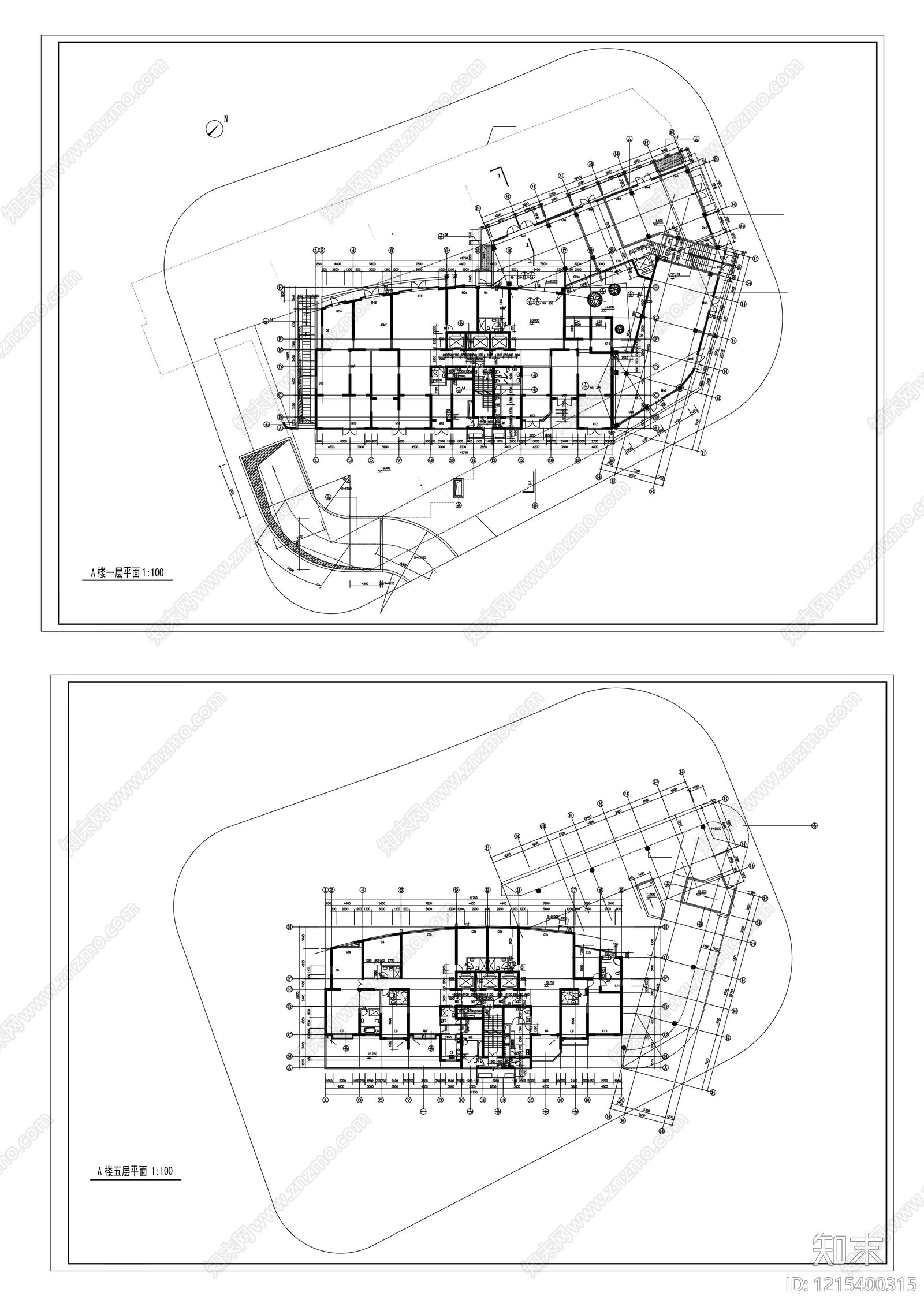 多层住宅cad施工图下载【ID:1215400315】