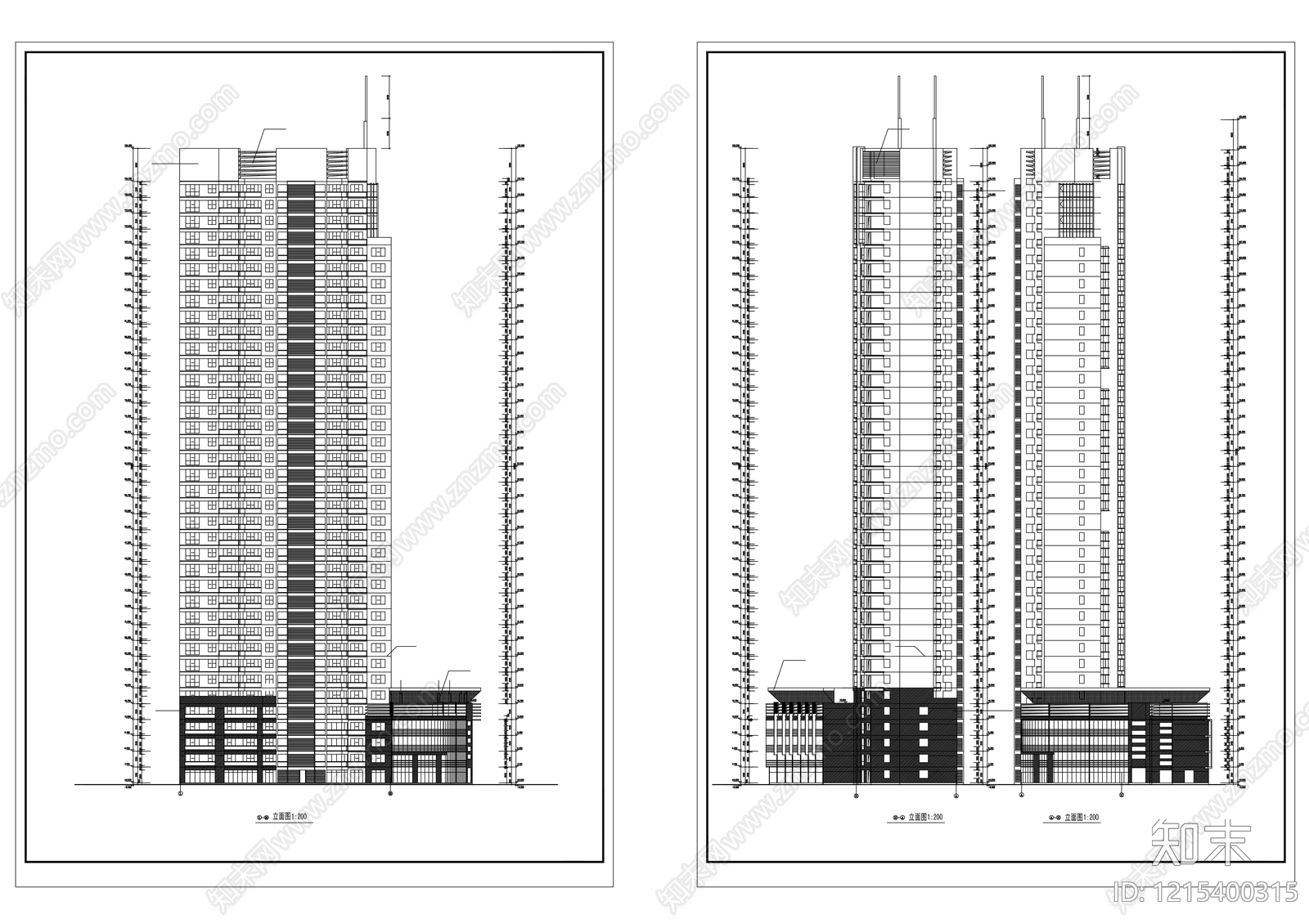 多层住宅cad施工图下载【ID:1215400315】