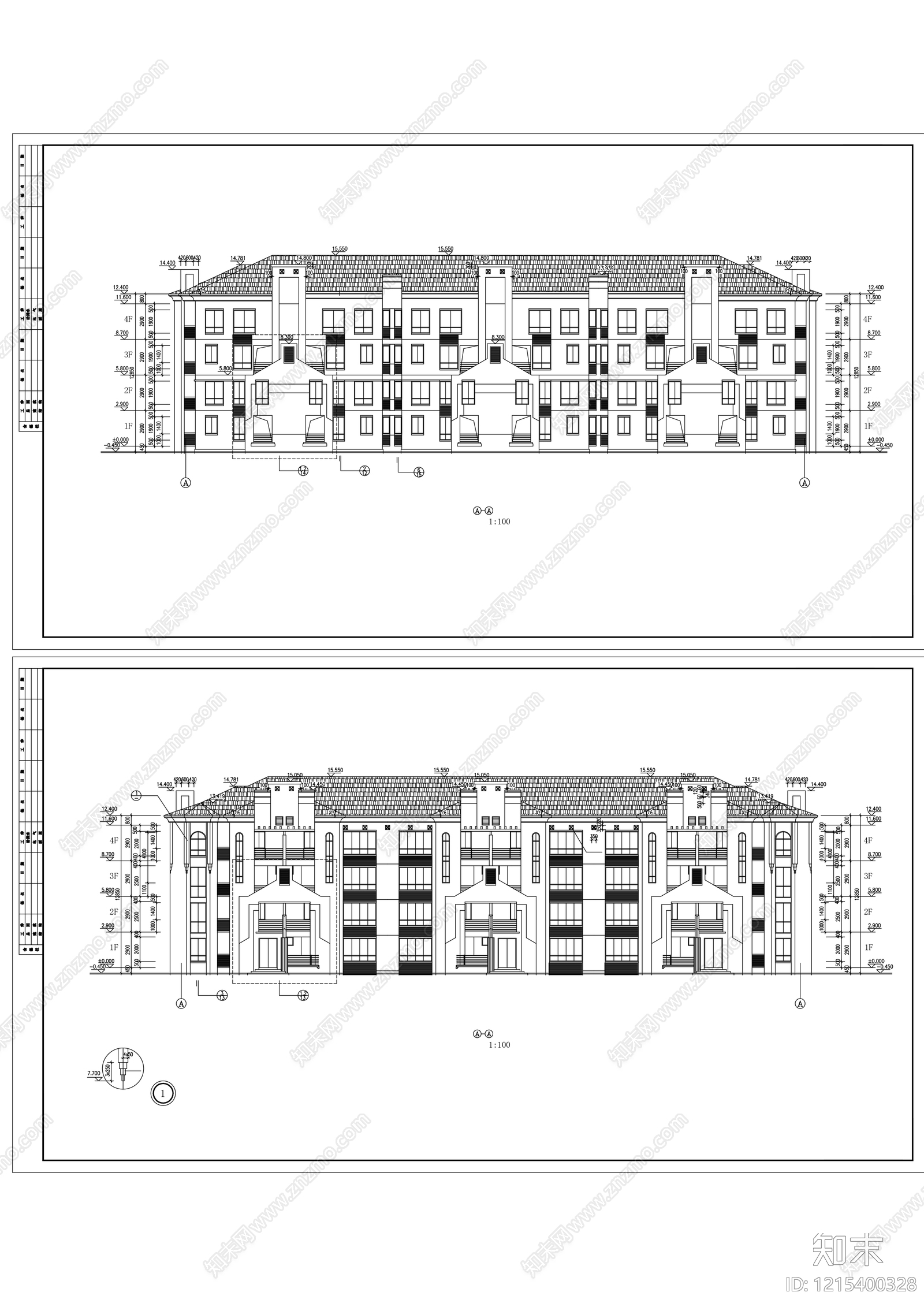 多层住宅cad施工图下载【ID:1215400328】