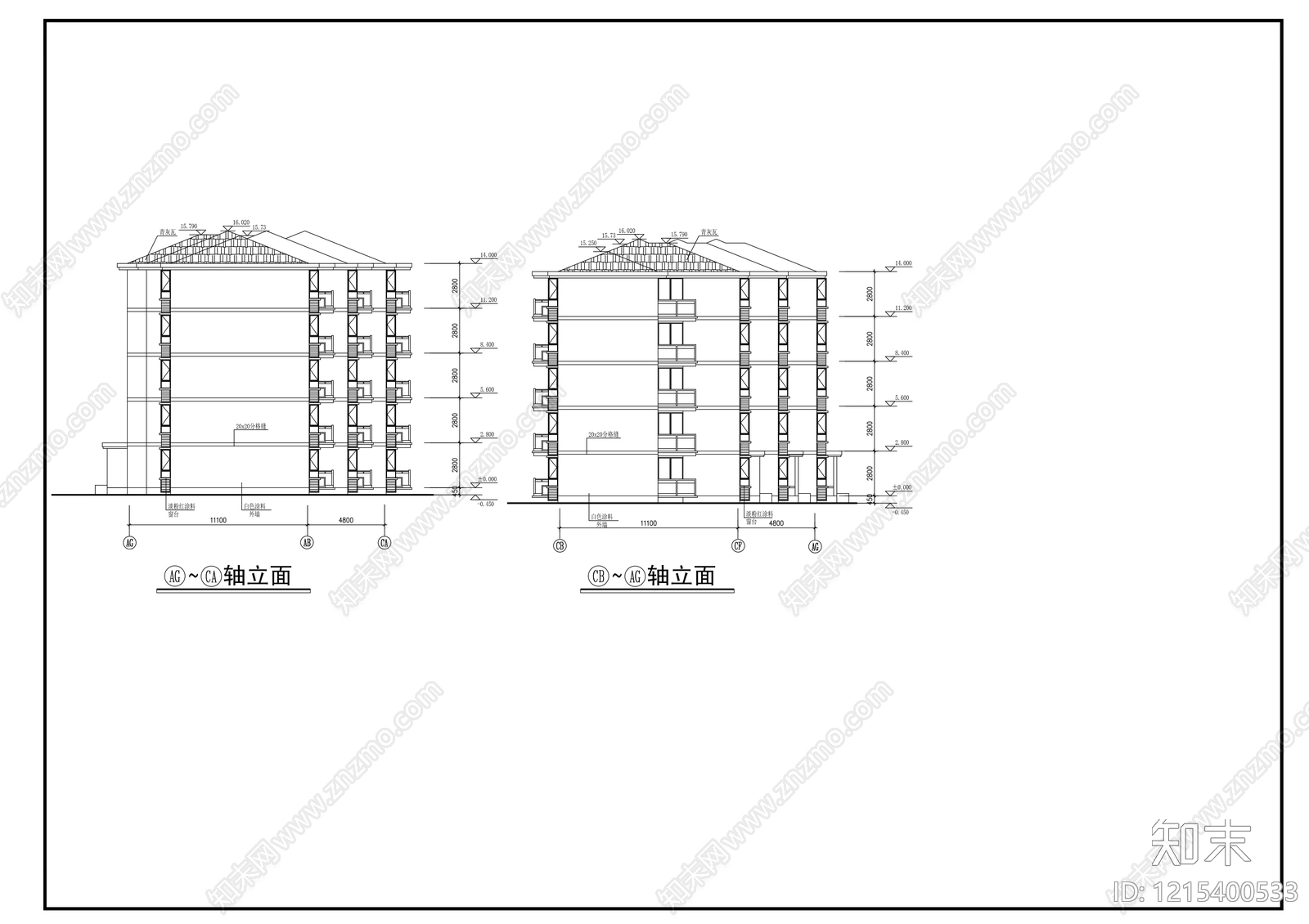 多层住宅cad施工图下载【ID:1215400533】