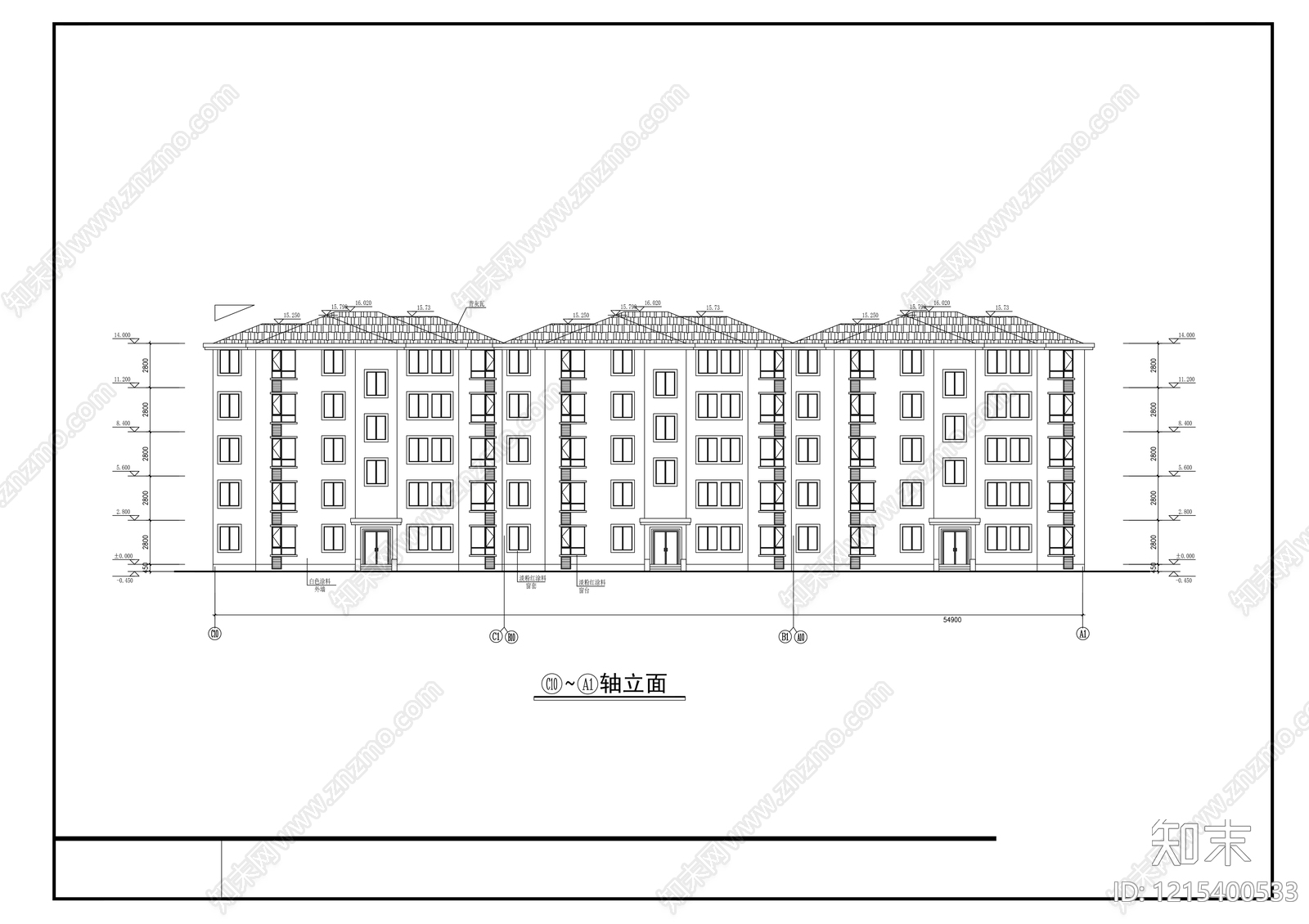 多层住宅cad施工图下载【ID:1215400533】