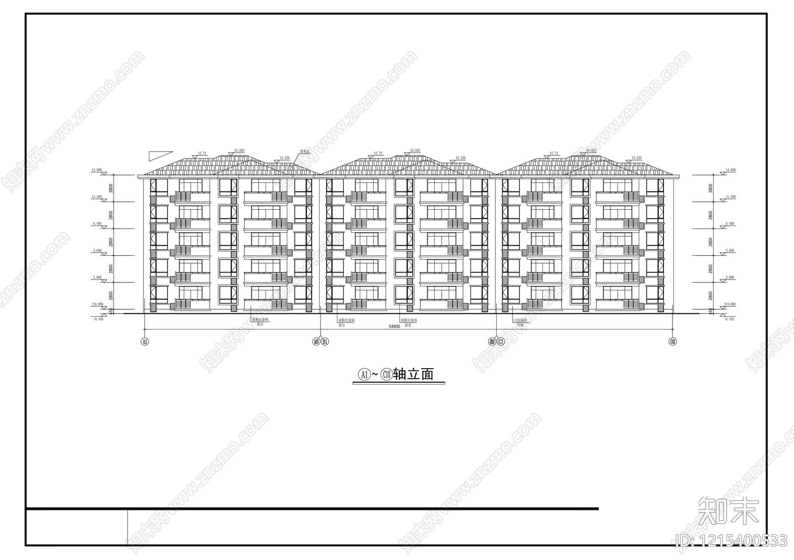 多层住宅cad施工图下载【ID:1215400533】