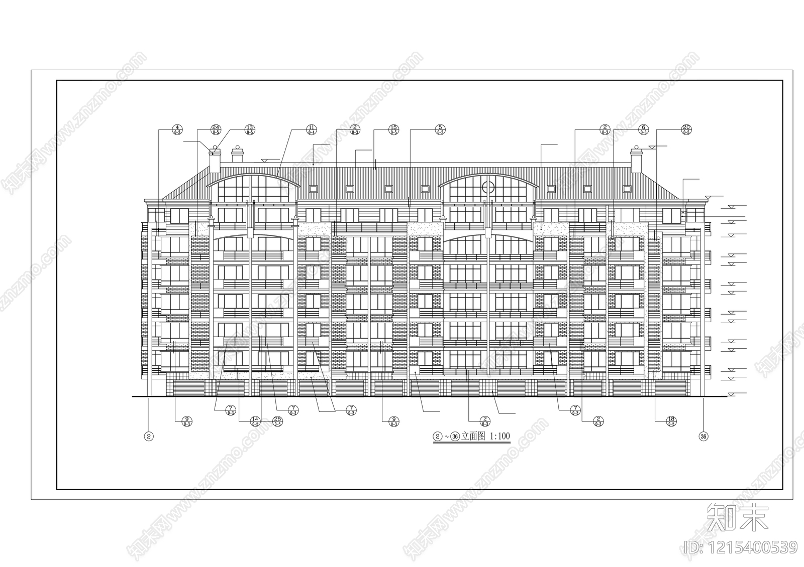 多层住宅cad施工图下载【ID:1215400539】