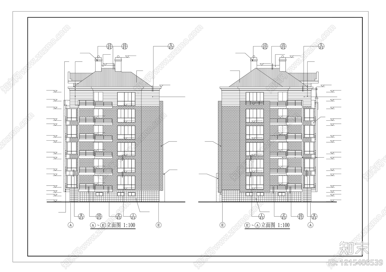 多层住宅cad施工图下载【ID:1215400539】
