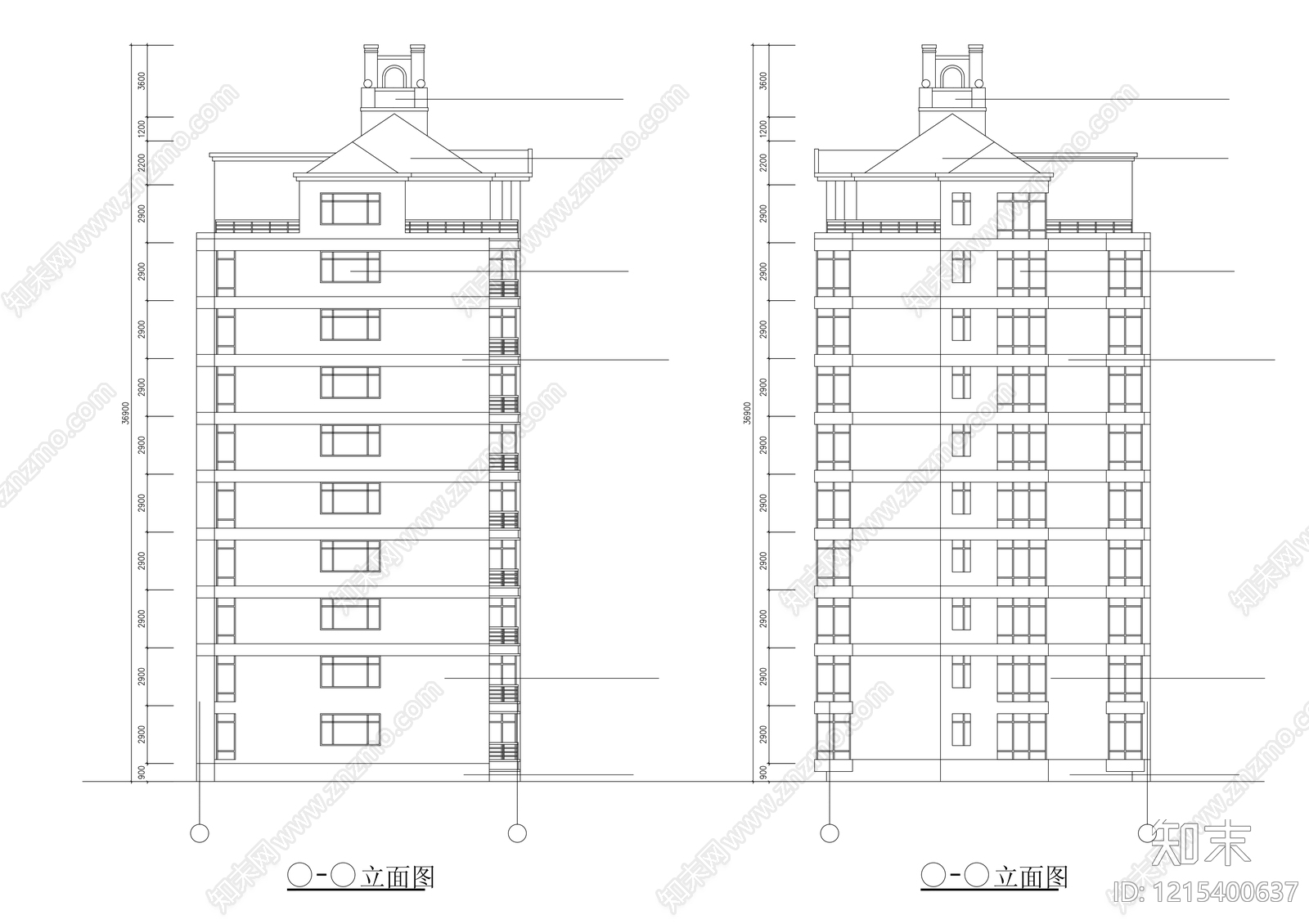 多层住宅cad施工图下载【ID:1215400637】