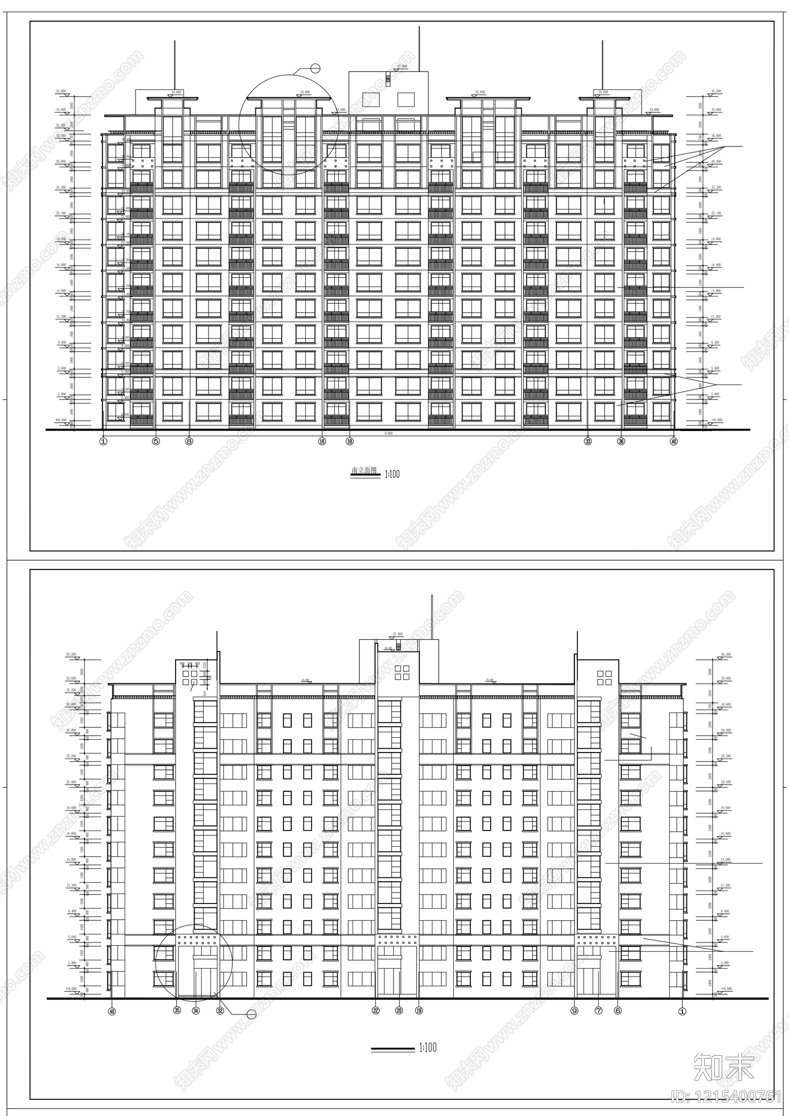 多层住宅cad施工图下载【ID:1215400761】
