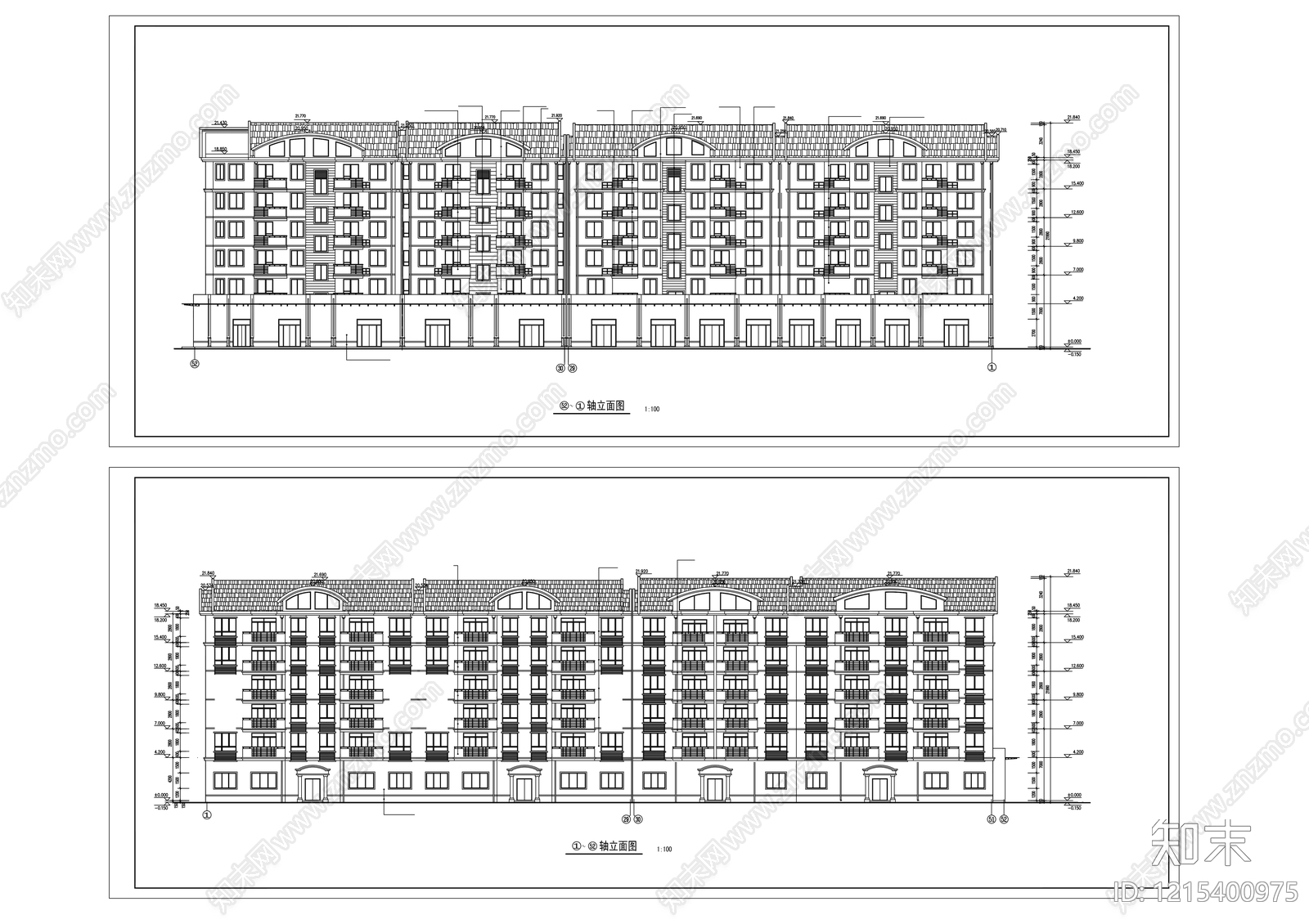 多层住宅cad施工图下载【ID:1215400975】