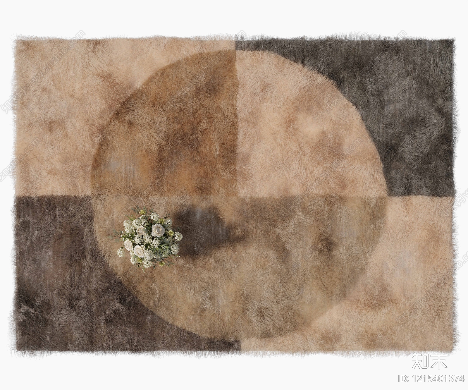 奶油风毛绒地毯3D模型下载【ID:1215401374】