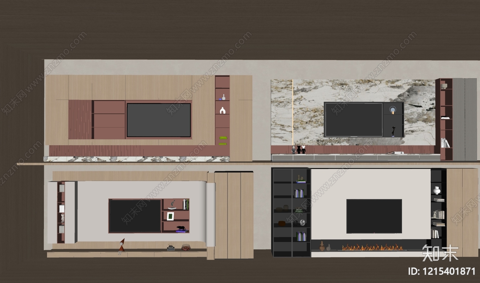现代简约背景墙SU模型下载【ID:1215401871】
