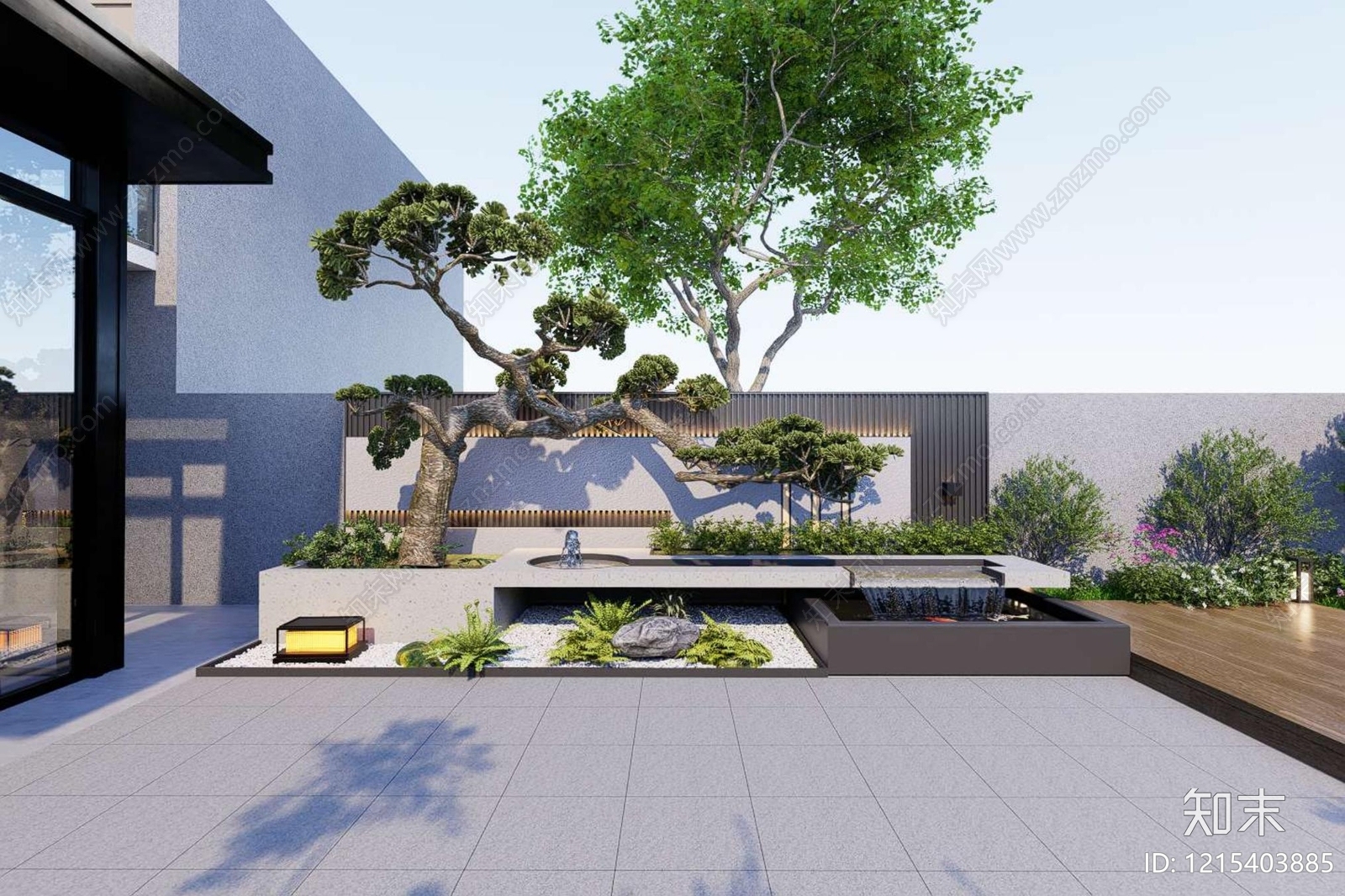 新中式别墅庭院SU模型下载【ID:1215403885】