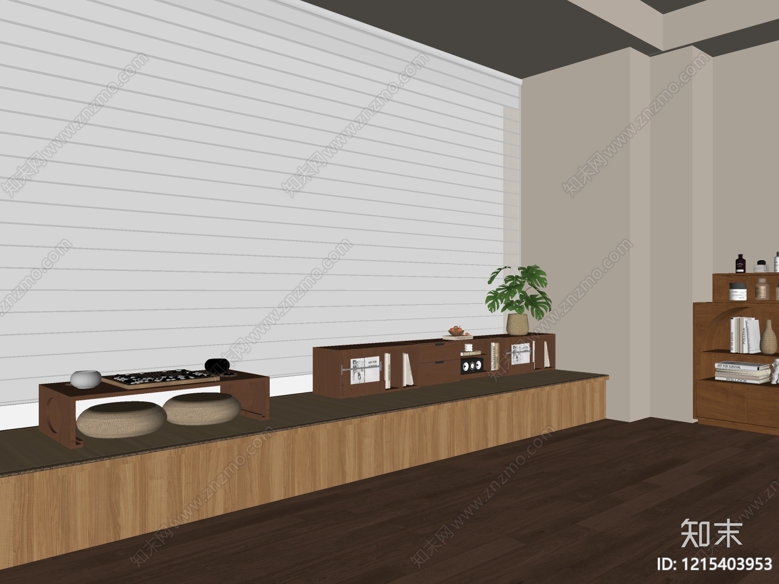 日式窗帘SU模型下载【ID:1215403953】