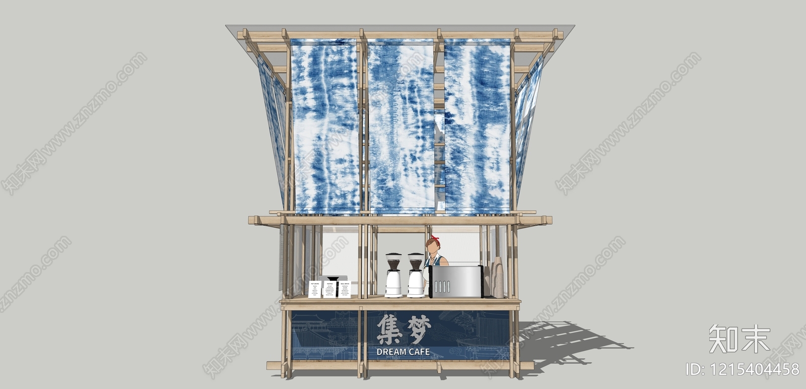 新中式售卖亭SU模型下载【ID:1215404458】