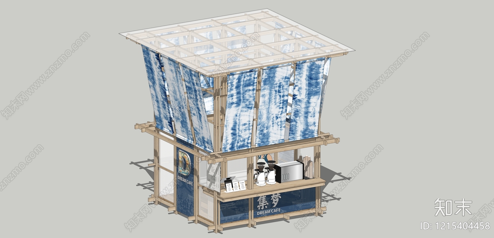 新中式售卖亭SU模型下载【ID:1215404458】
