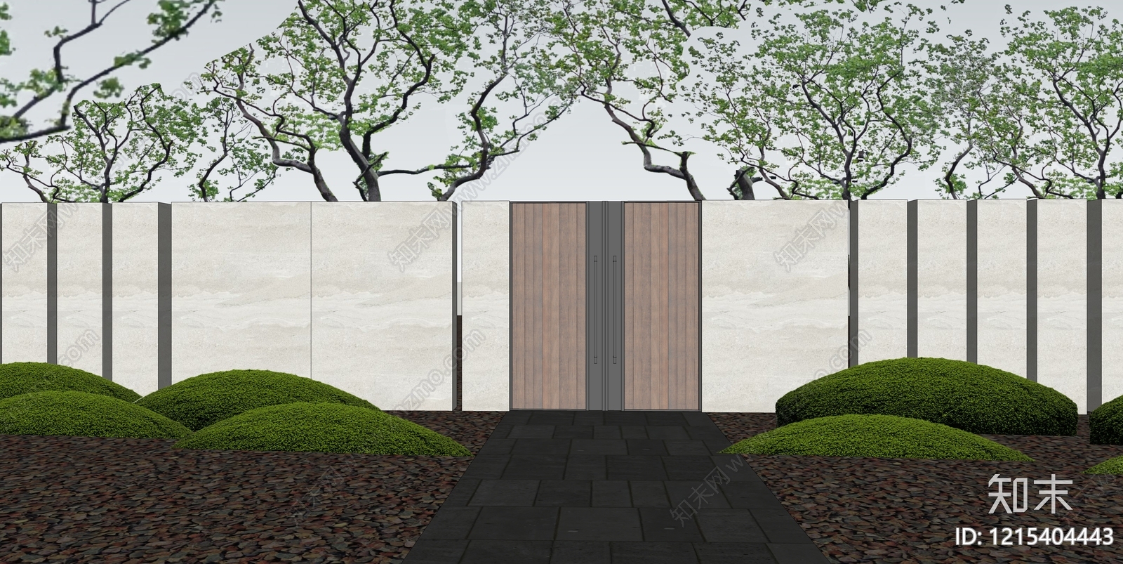 新中式景观入口大门SU模型下载【ID:1215404443】