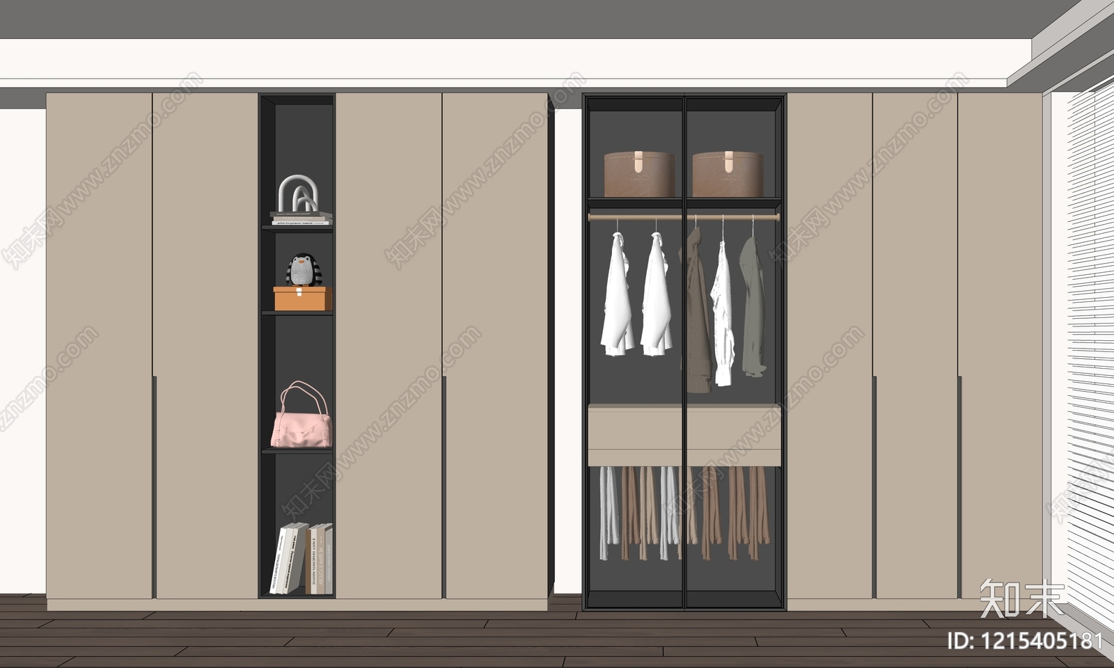 现代衣柜SU模型下载【ID:1215405181】