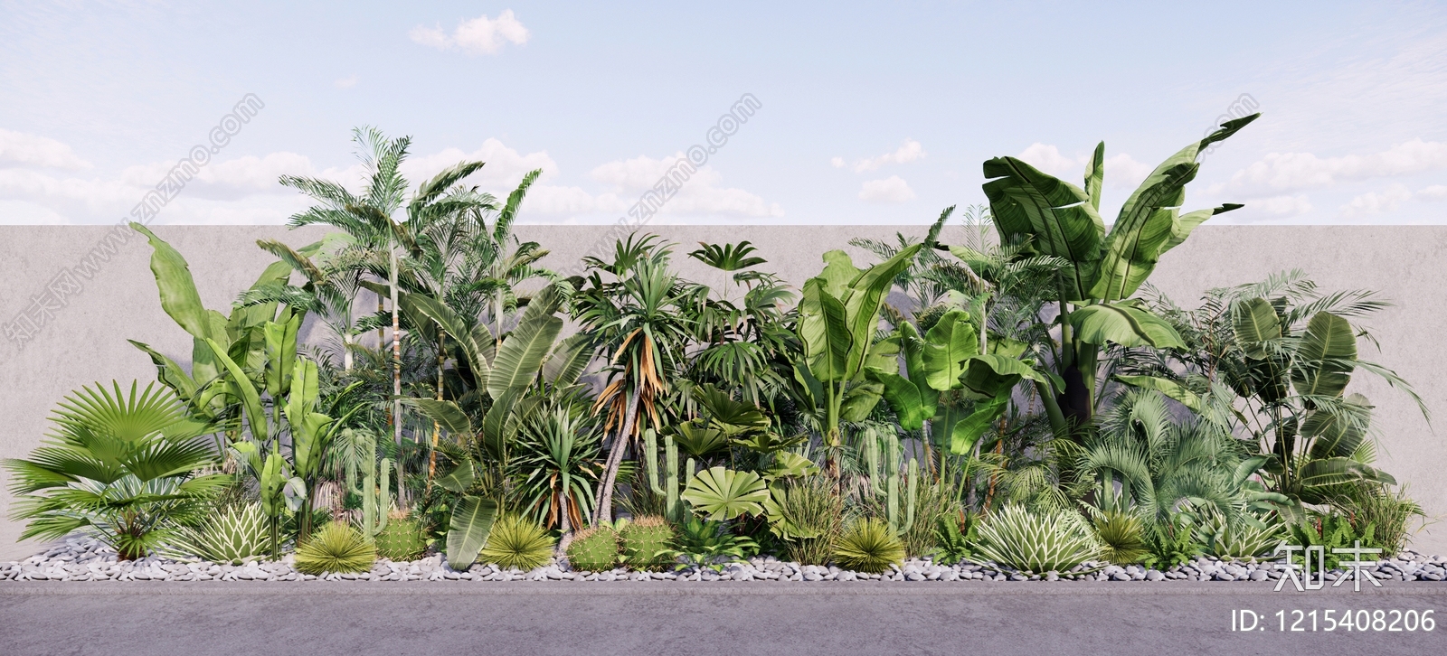 热带植物景墙植物组合SU模型下载【ID:1215408206】