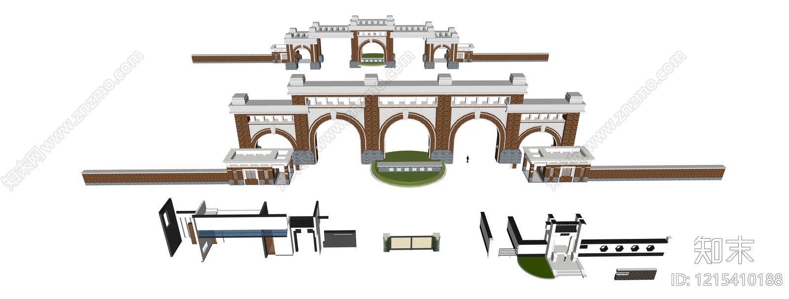 新古典主义入口大门SU模型下载【ID:1215410188】