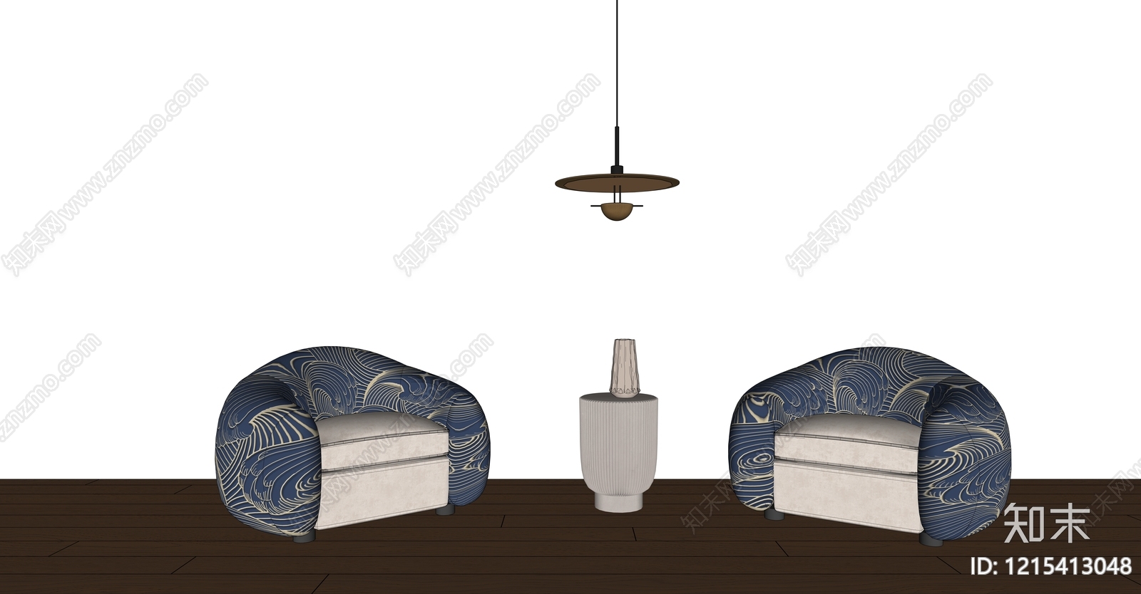 新中式单人沙发3D模型下载【ID:1215413048】