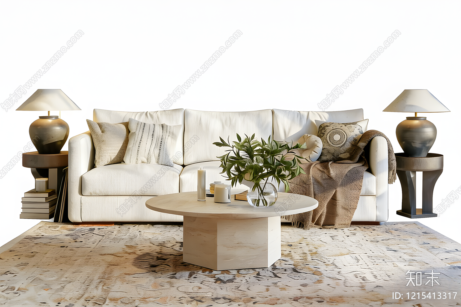 奶油风家居客厅3D模型下载【ID:1215413317】