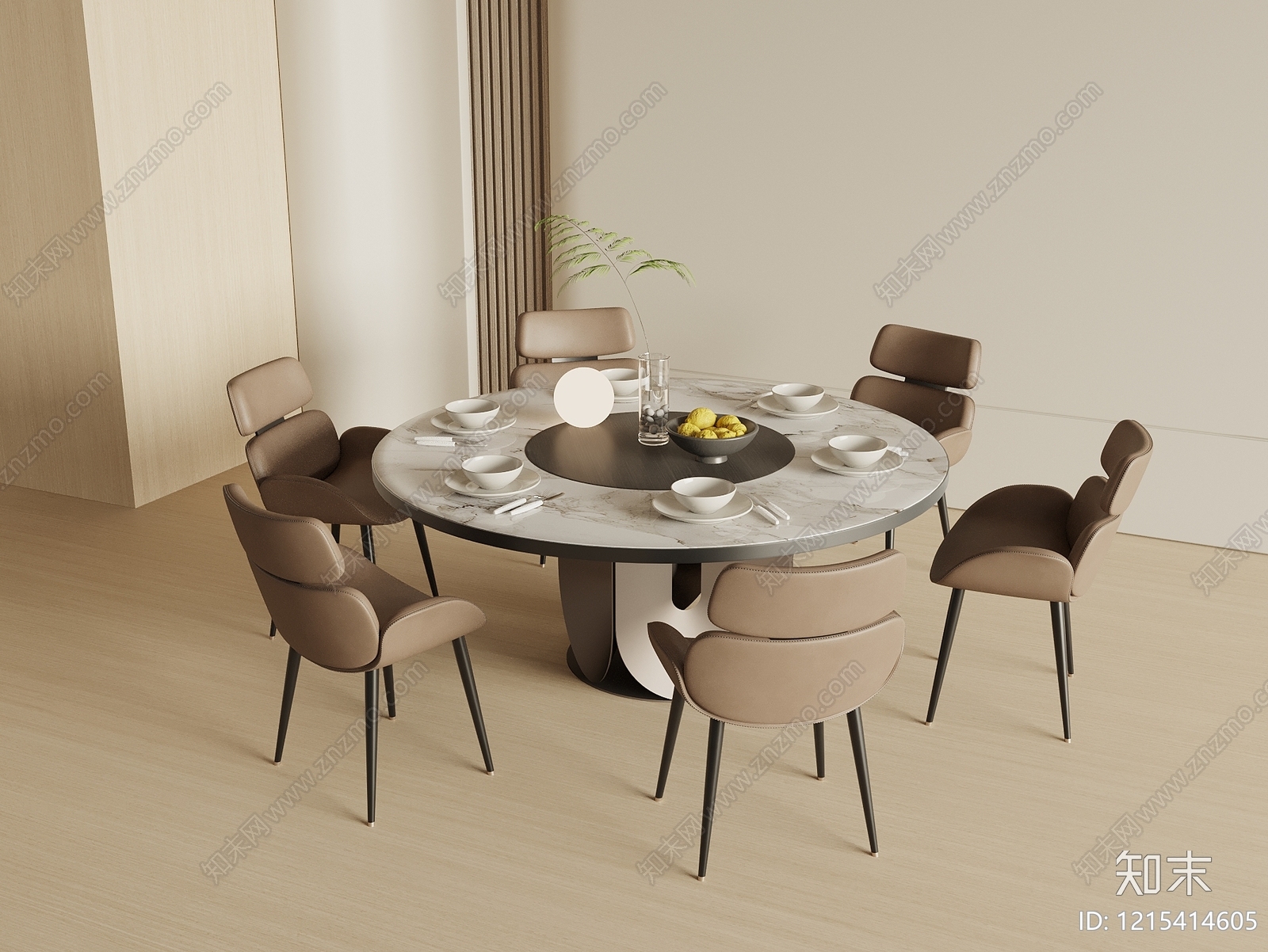 现代餐桌椅SU模型下载【ID:1215414605】