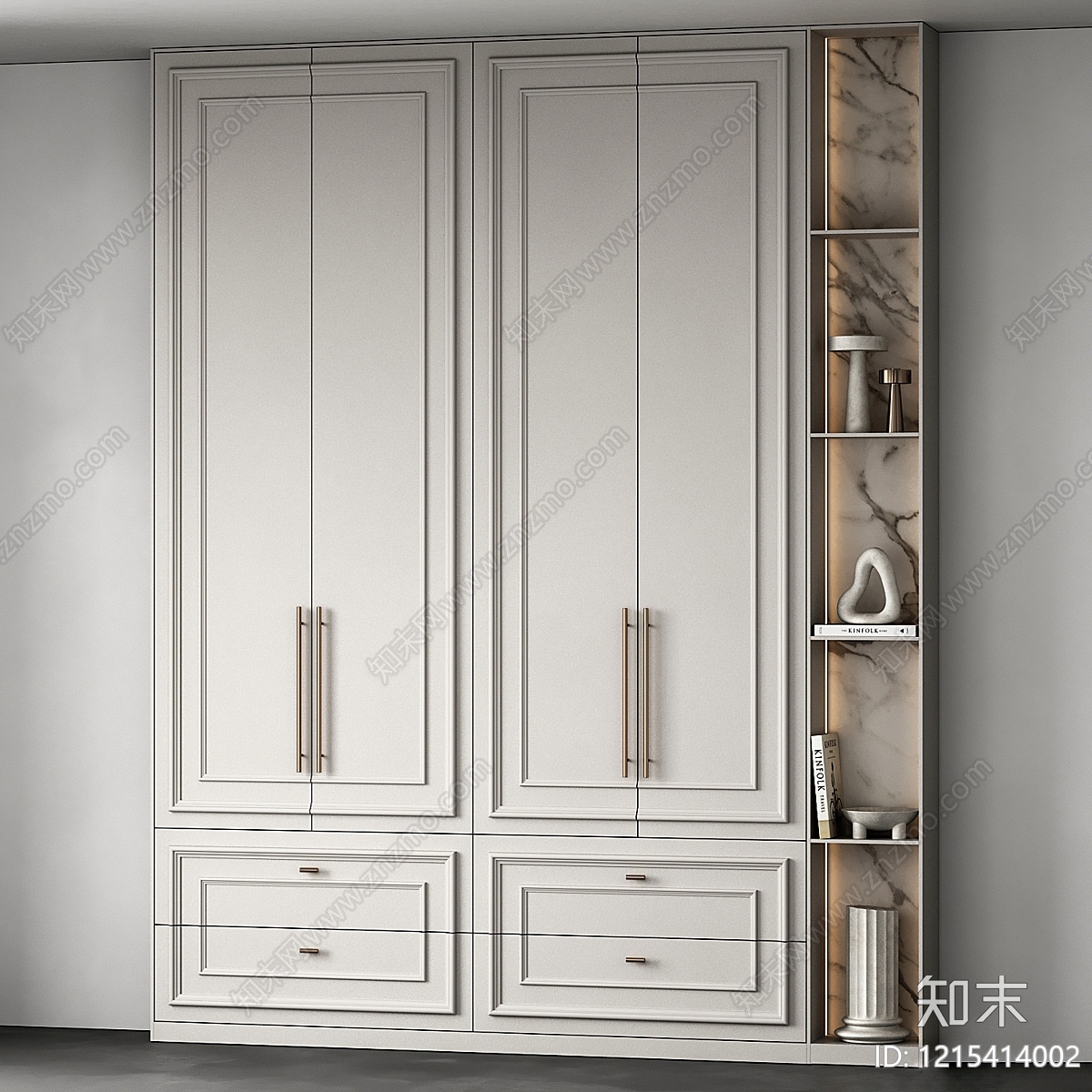 奶油风衣柜3D模型下载【ID:1215414002】