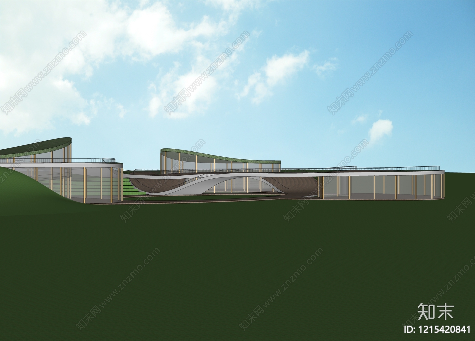 现代售楼处建筑SU模型下载【ID:1215420841】