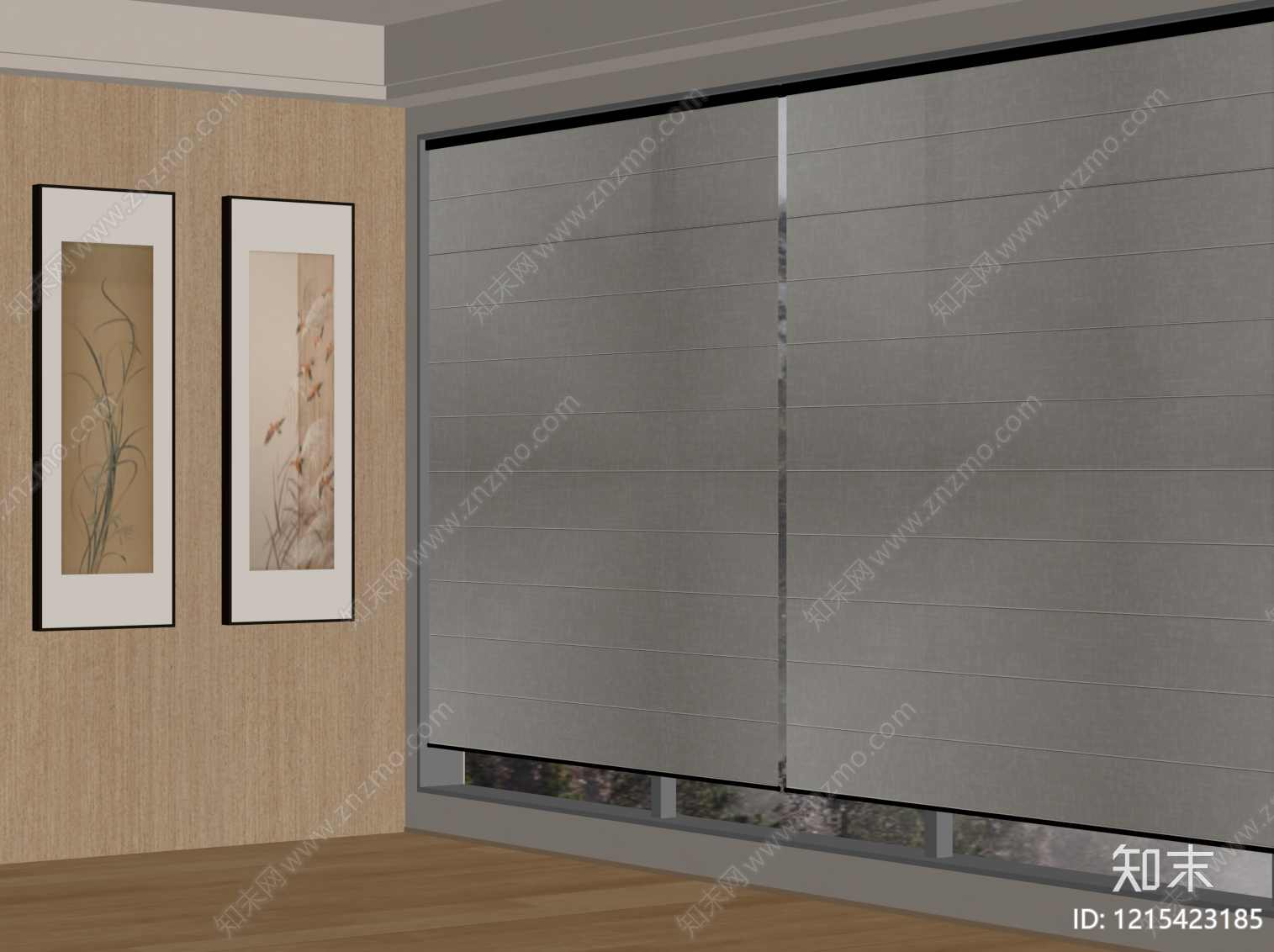 新中式窗帘SU模型下载【ID:1215423185】