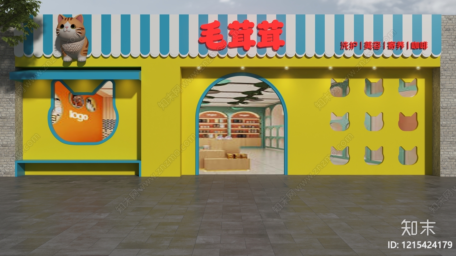 童趣风门头3D模型下载【ID:1215424179】