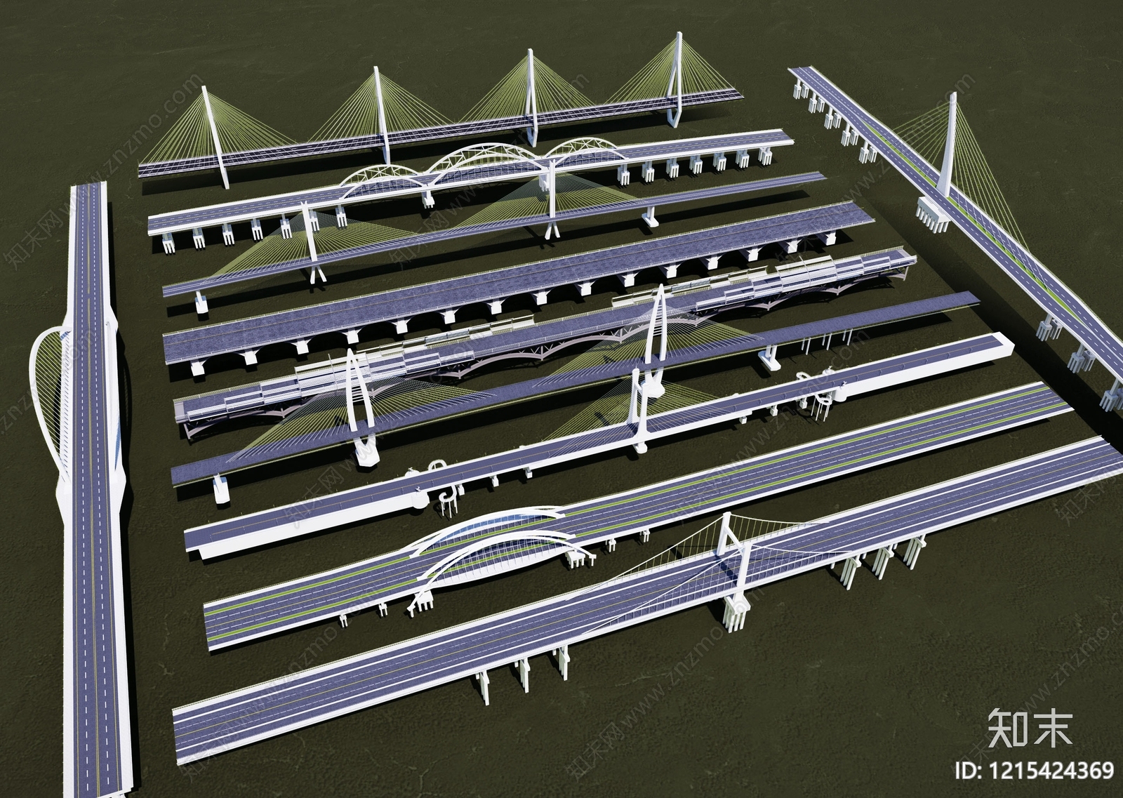 现代主义景观桥3D模型下载【ID:1215424369】