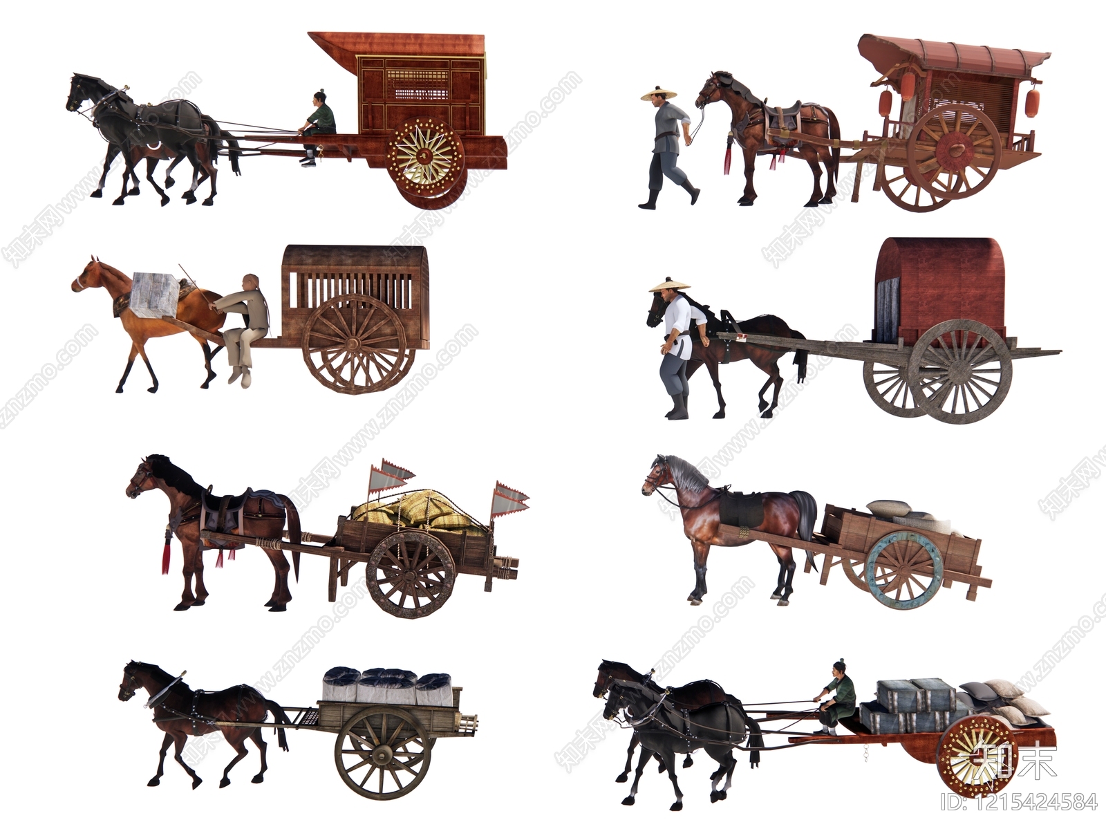 中式复古马车SU模型下载【ID:1215424584】