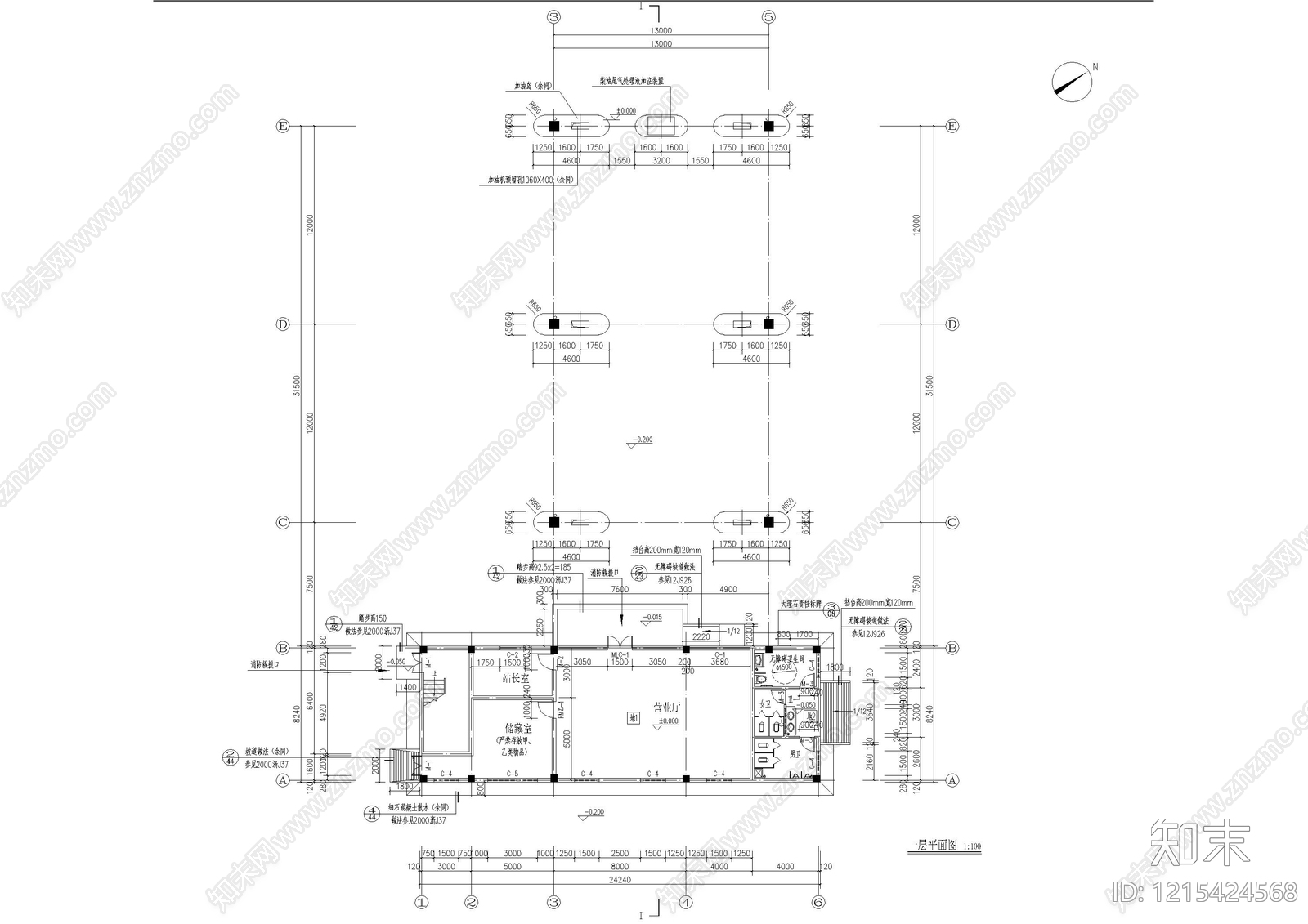 现代加油站施工图下载【ID:1215424568】