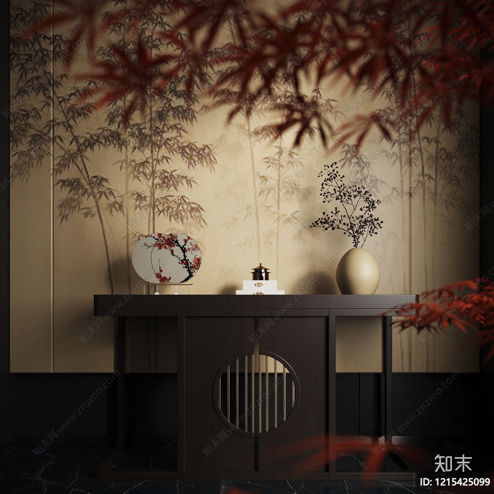 新中式条案SU模型下载【ID:1215425099】