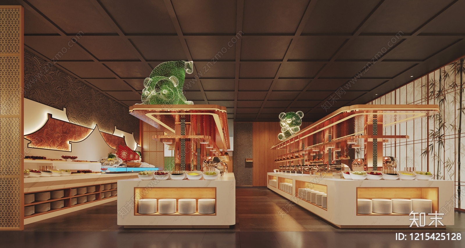 新中式火锅店3D模型下载【ID:1215425128】