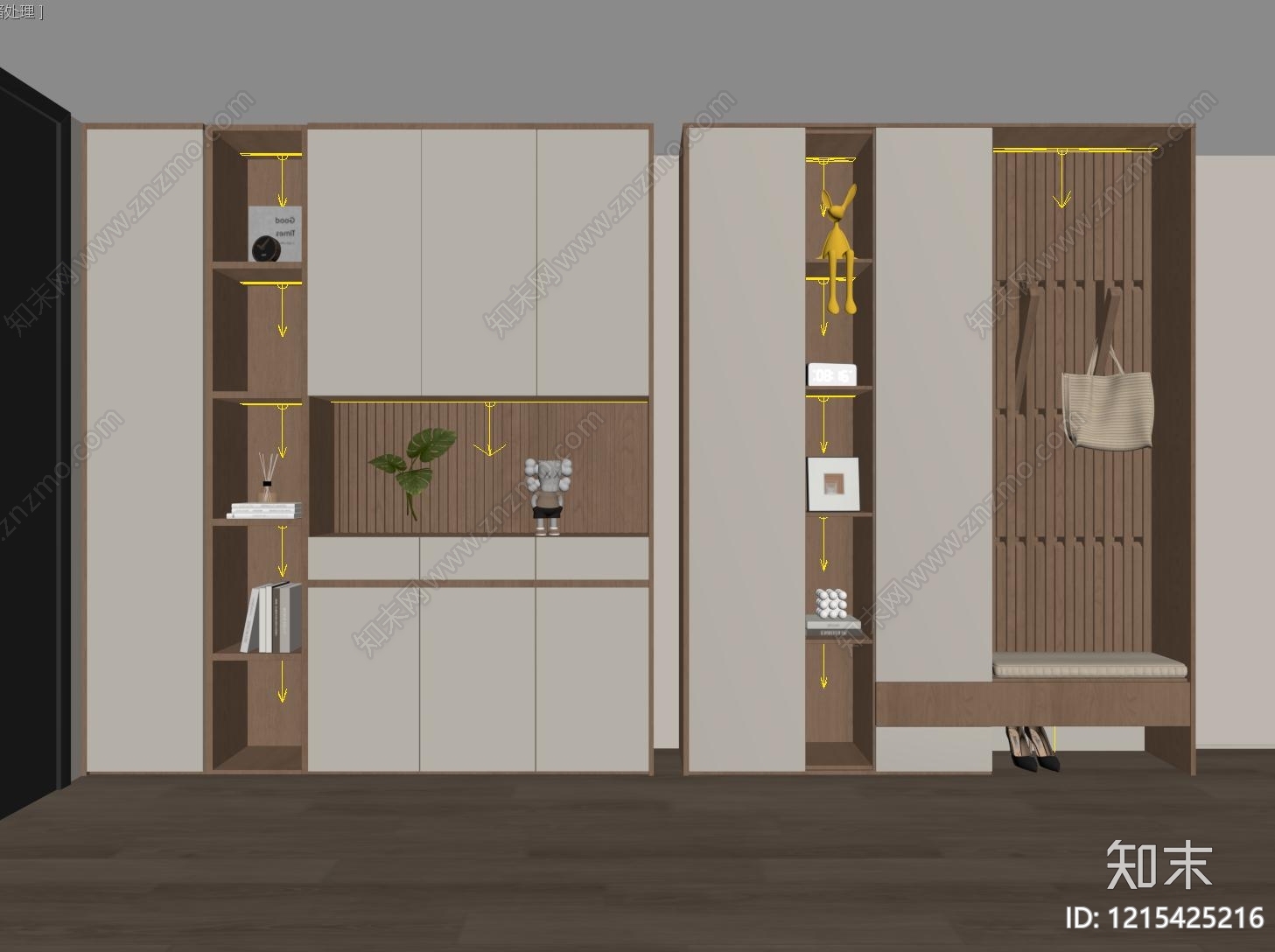 现代简约鞋柜SU模型下载【ID:1215425216】