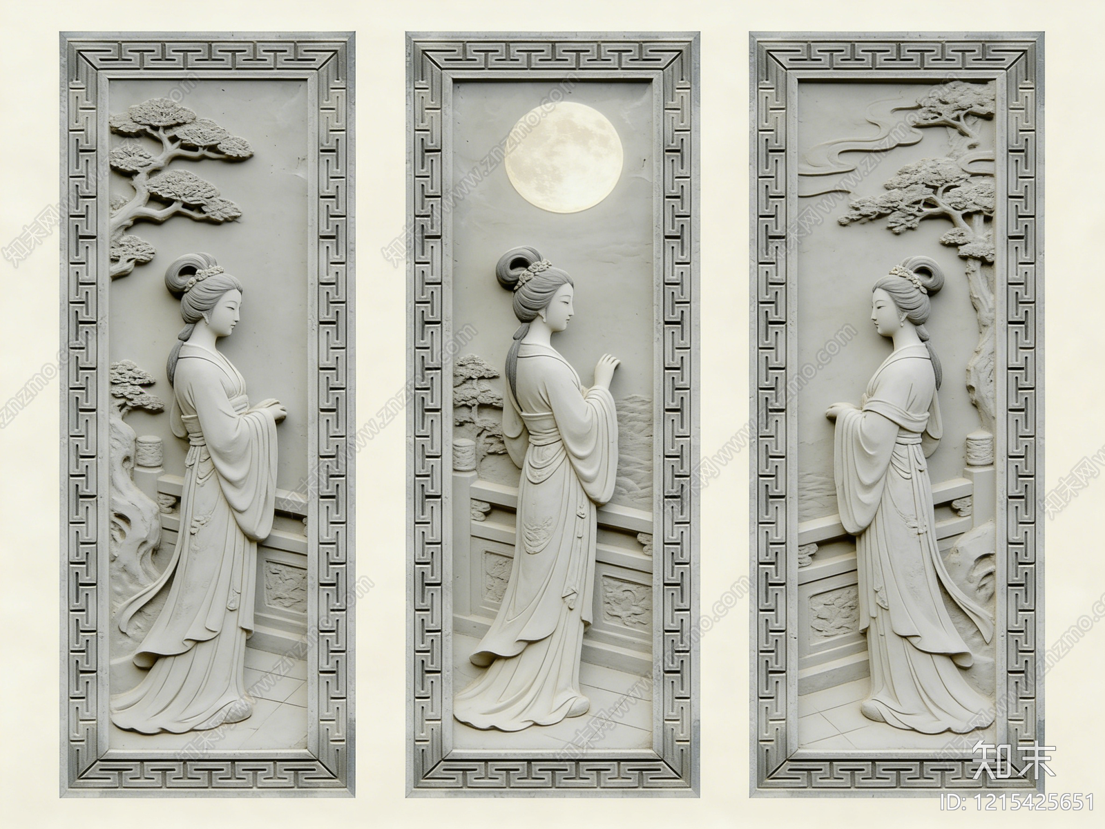 新中式浮雕SU模型下载【ID:1215425651】